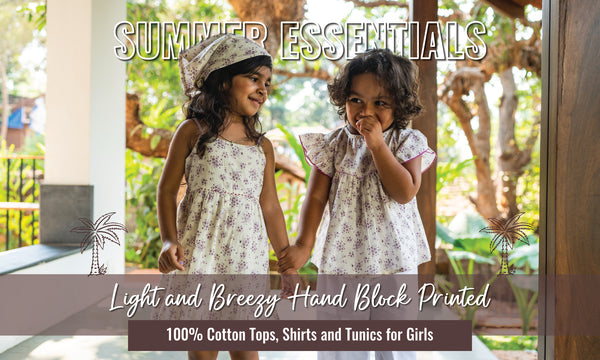 Summer Essentials: Light and Breezy Hand Block Printed 100% Cotton Tops, Shirts and Tunics for Girls