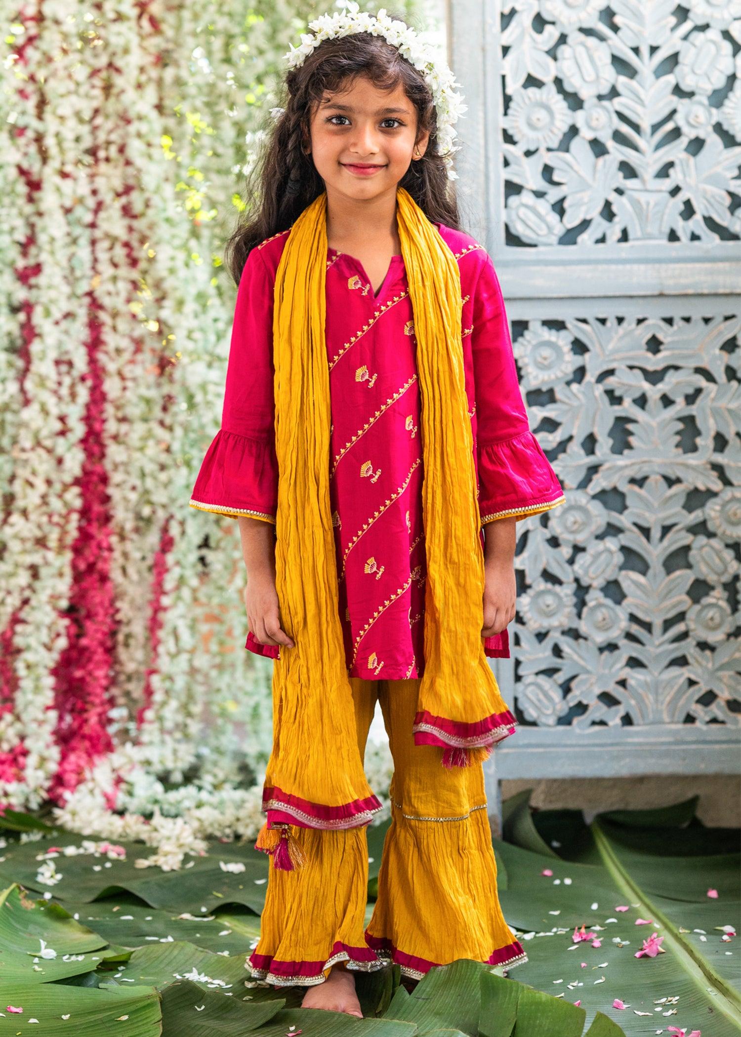 Utsav Embroidered Kurta Sharara Set Girls (2 Years - 12 Years) Ratan Jaipur
