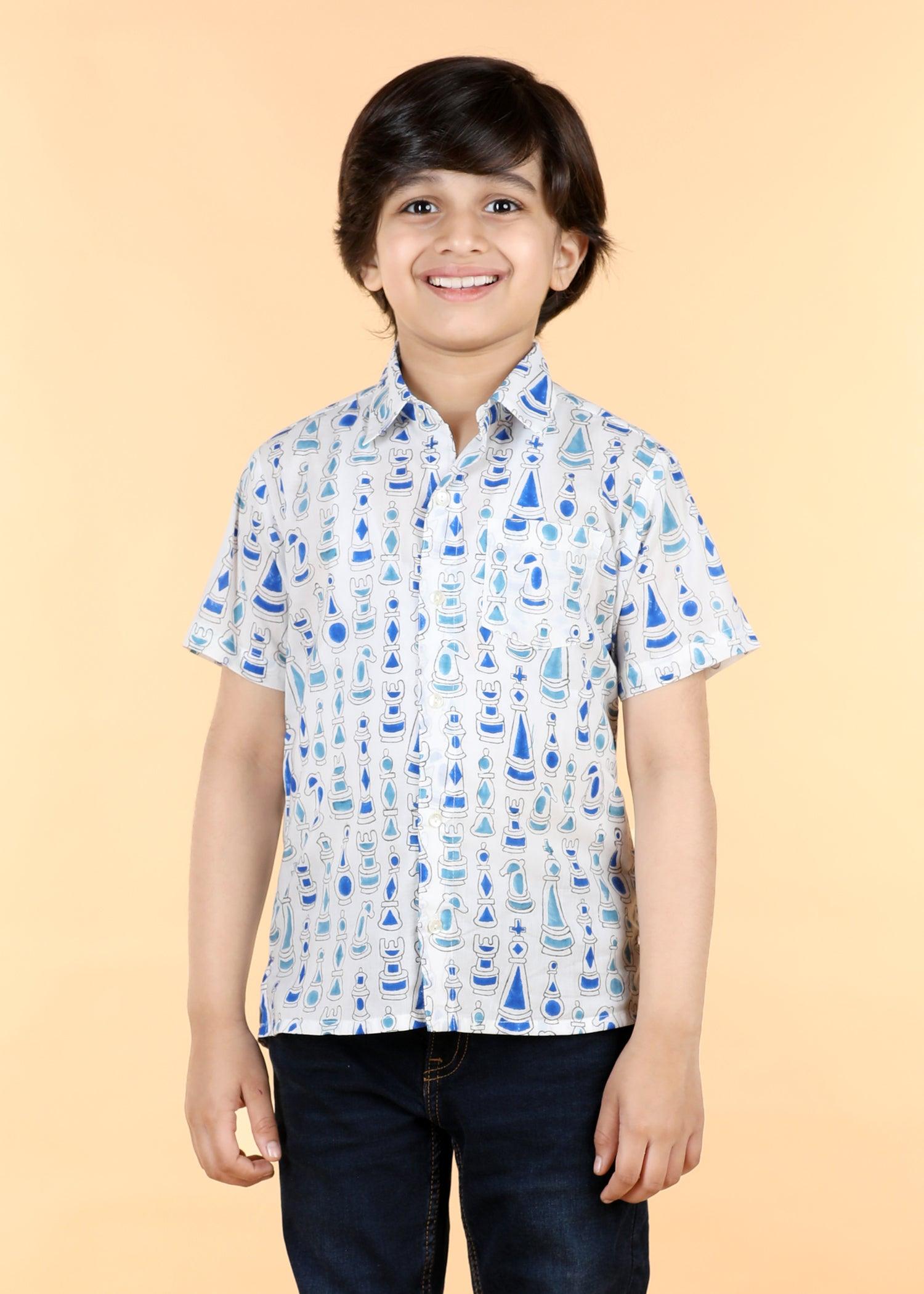 Blue Cotton Boys Shirt