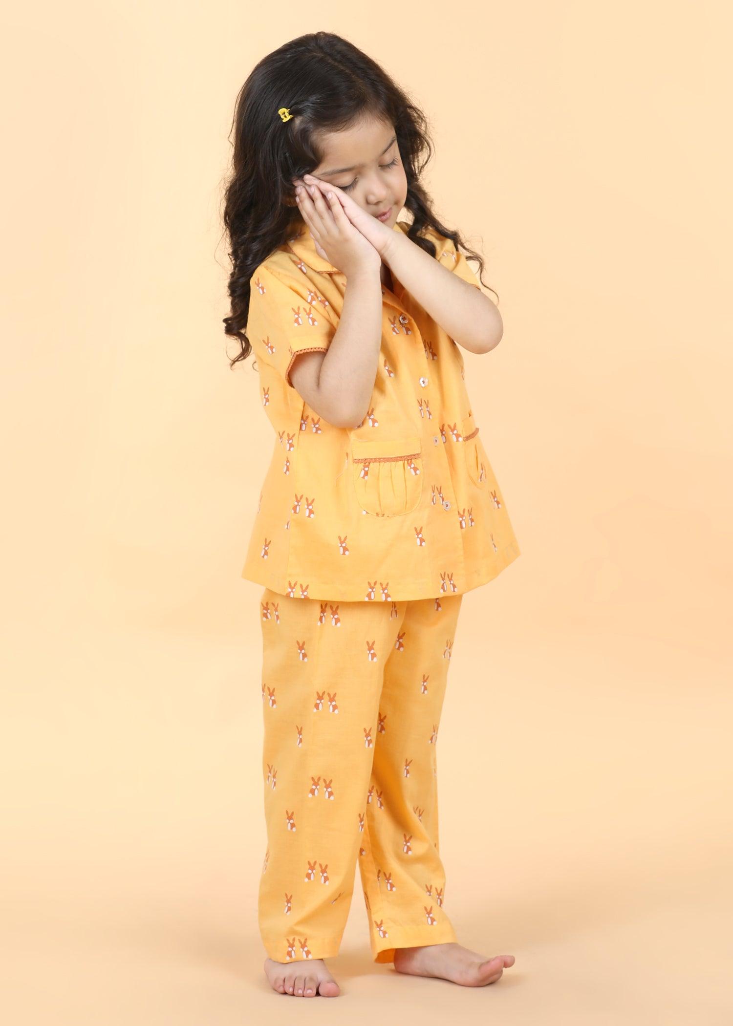 Rabbie Honey Half Sleeves Cotton Girl's Nightsuit (1-12 Yrs) Ratan Texprocess Pvt. Ltd