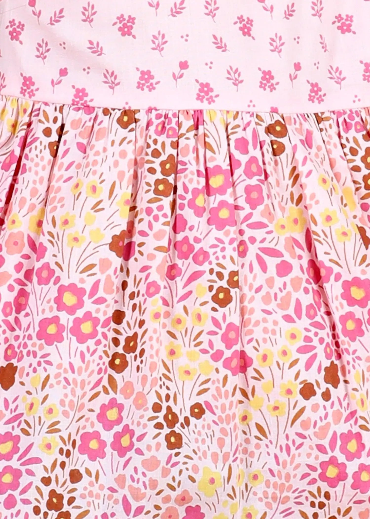 Flower Bed Pink Cotton Nia-Tiered Dress Girls (6 Months- 9 Yrs)