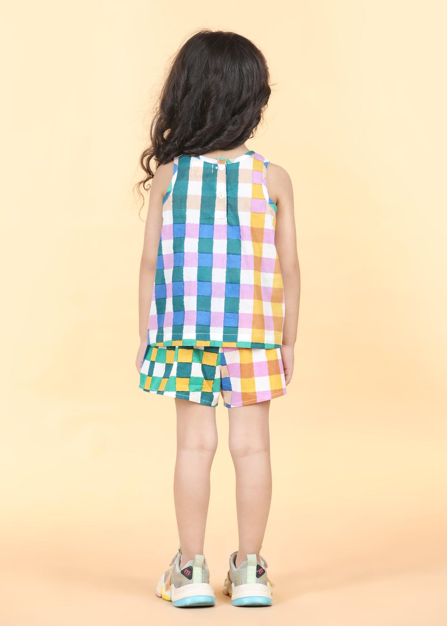 Gingham Multi Cotton Aashi Top Girls (6 Months -12 Yrs) Ratan Texprocess Pvt. Ltd