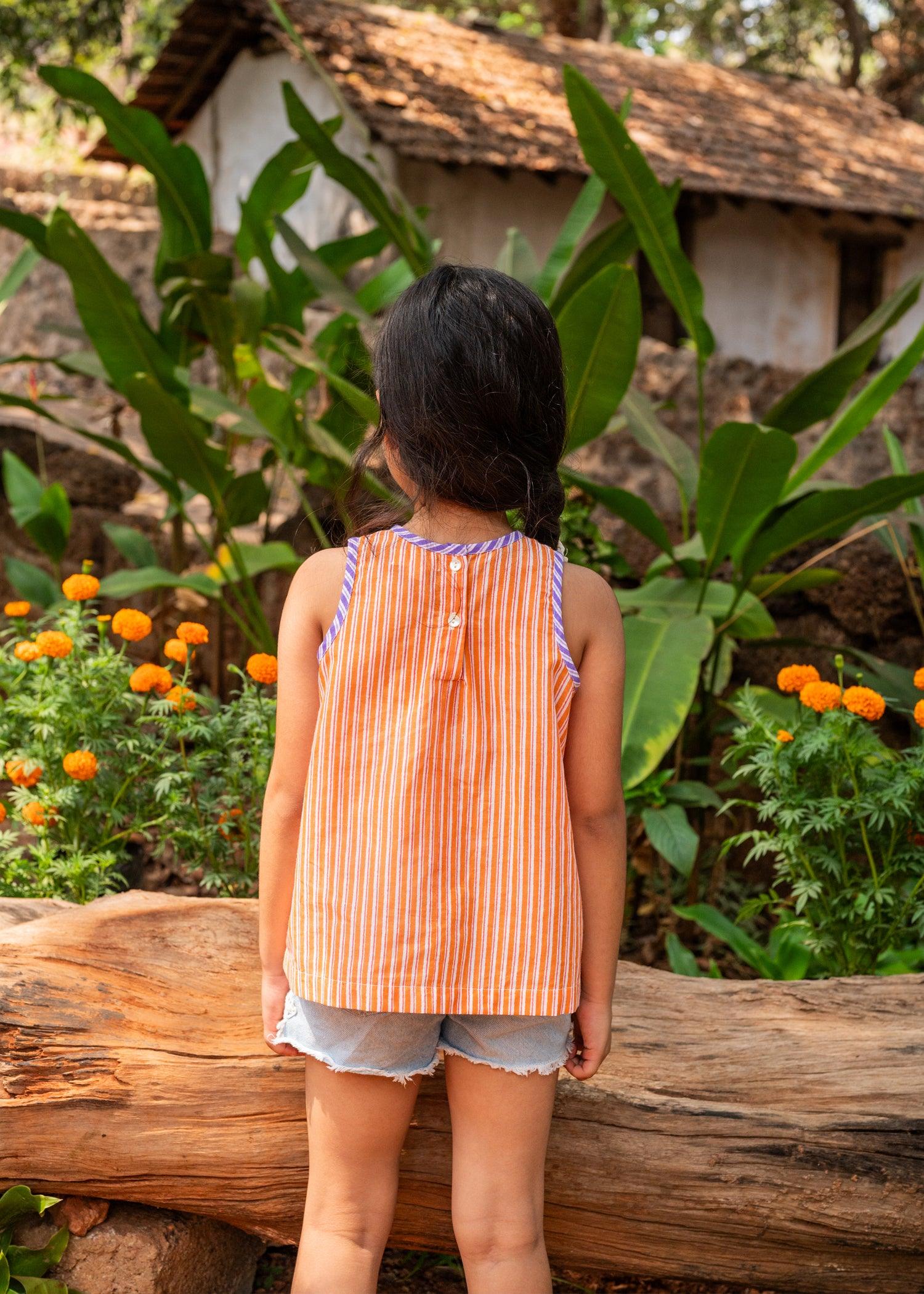 Orange Cotton Aashi Top