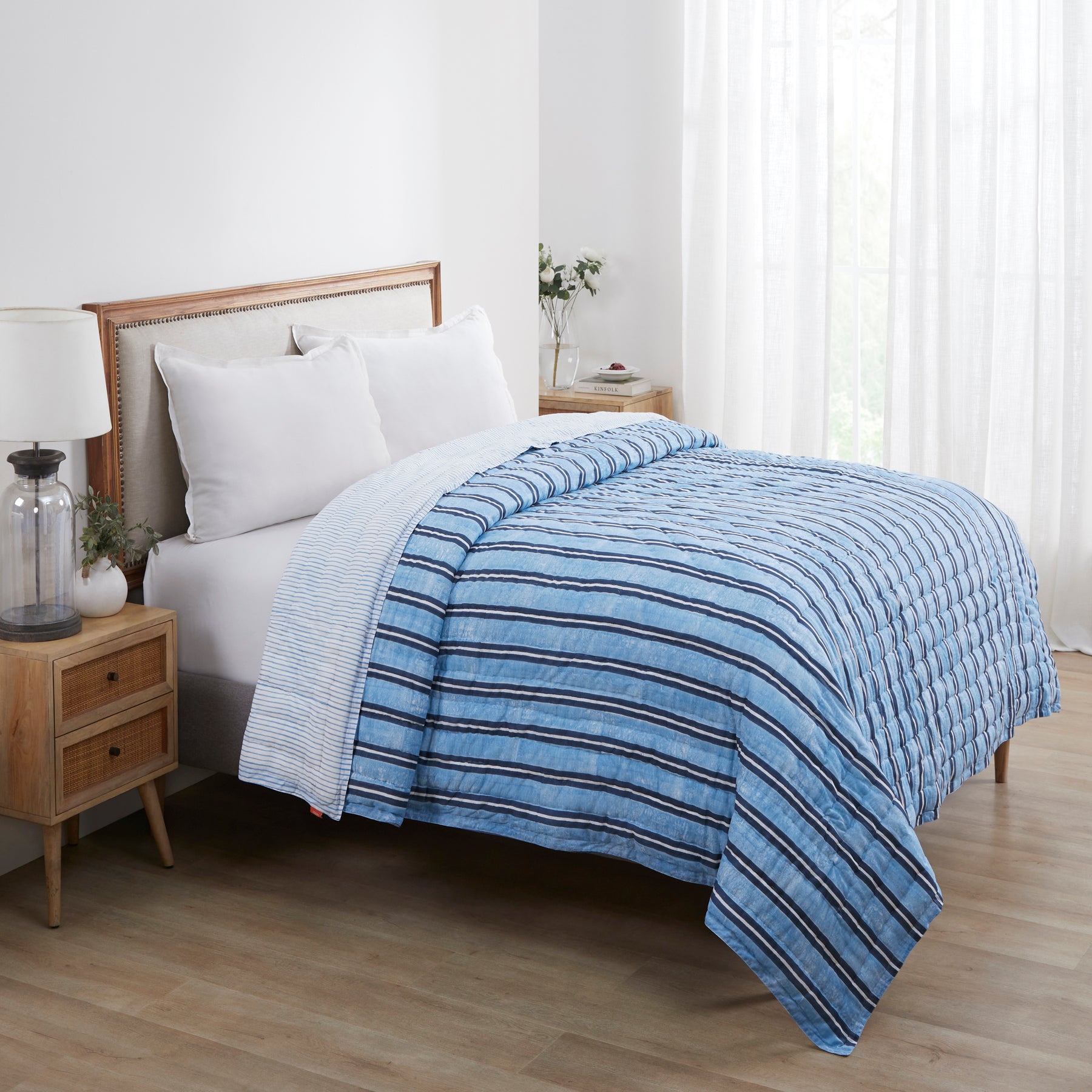Stripes Extra Cotton Quilt-Blue