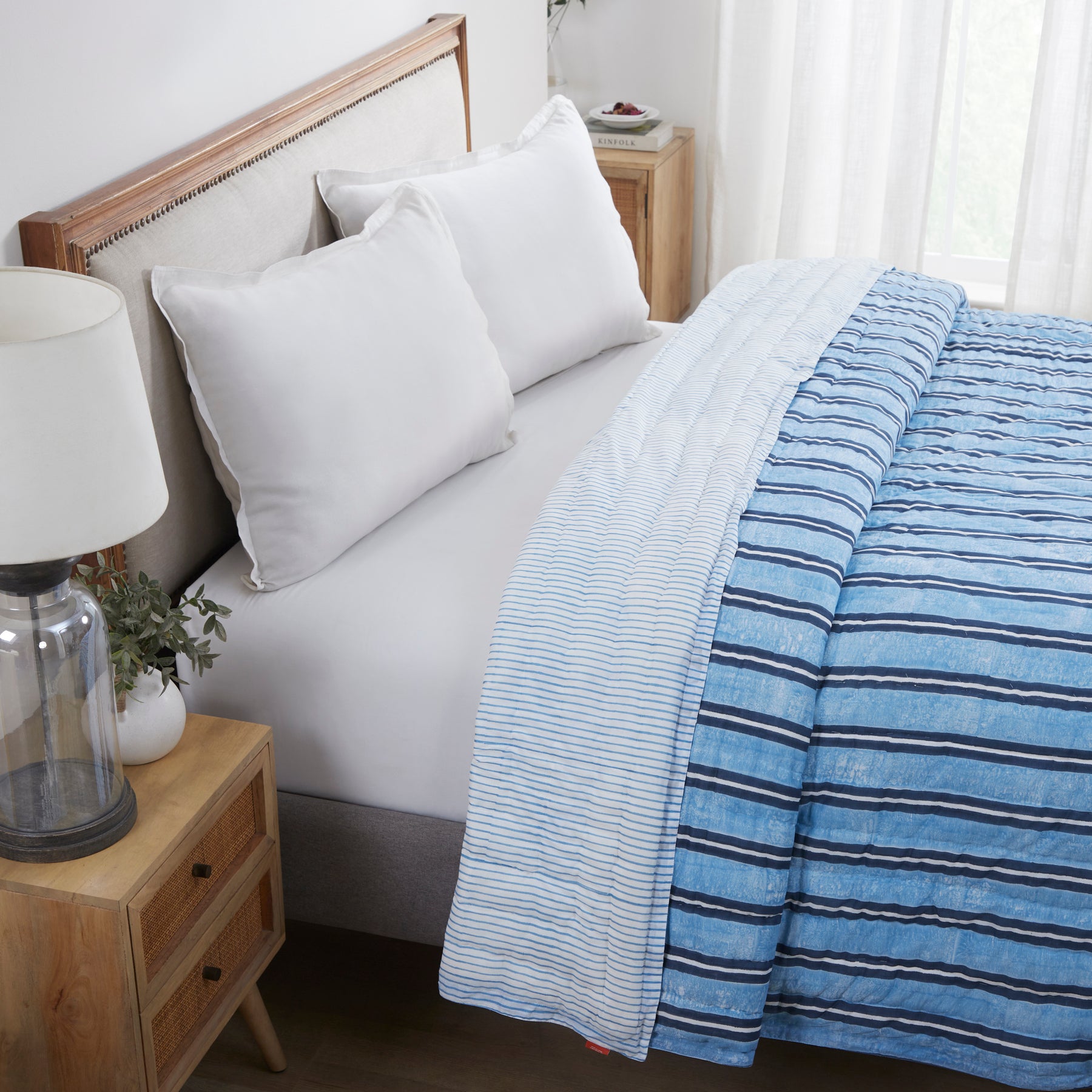 Stripes Extra Cotton Quilt-Blue