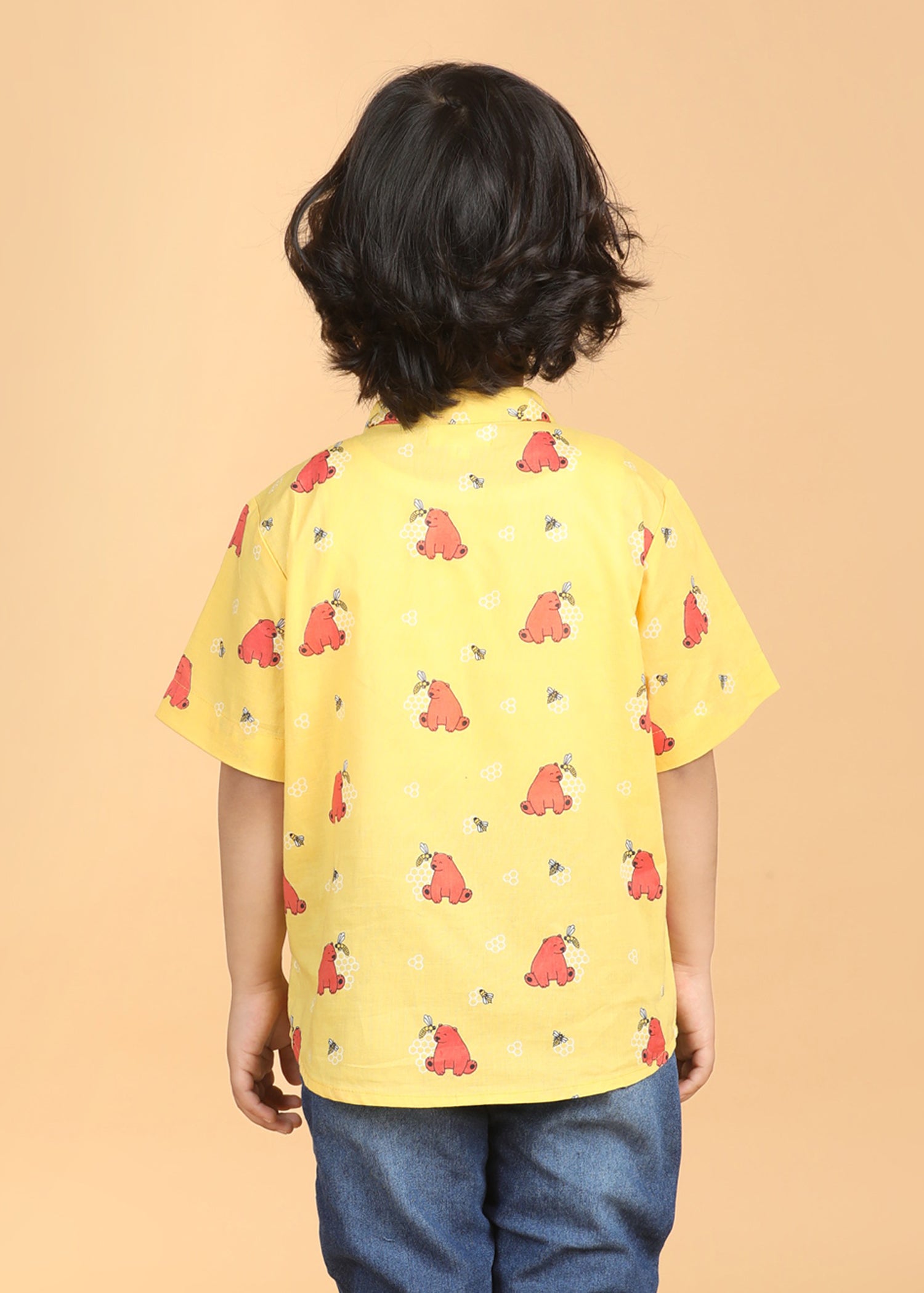 Honey Bear Mustard Cotton Boys Shirt (6 Months-12 Years)