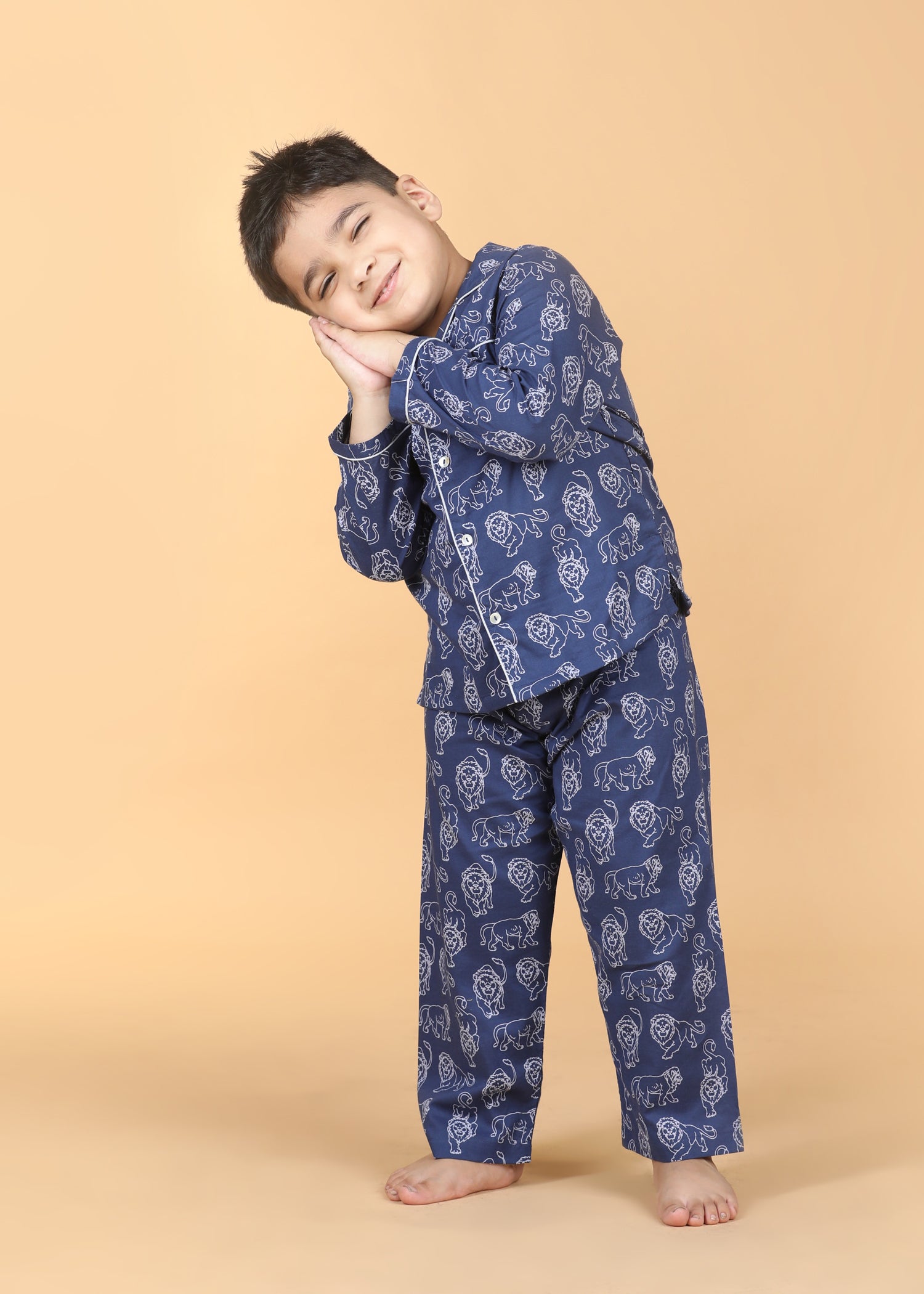 Leo Boys Blue Full Sleeves Night Suit (1-12 Yrs)