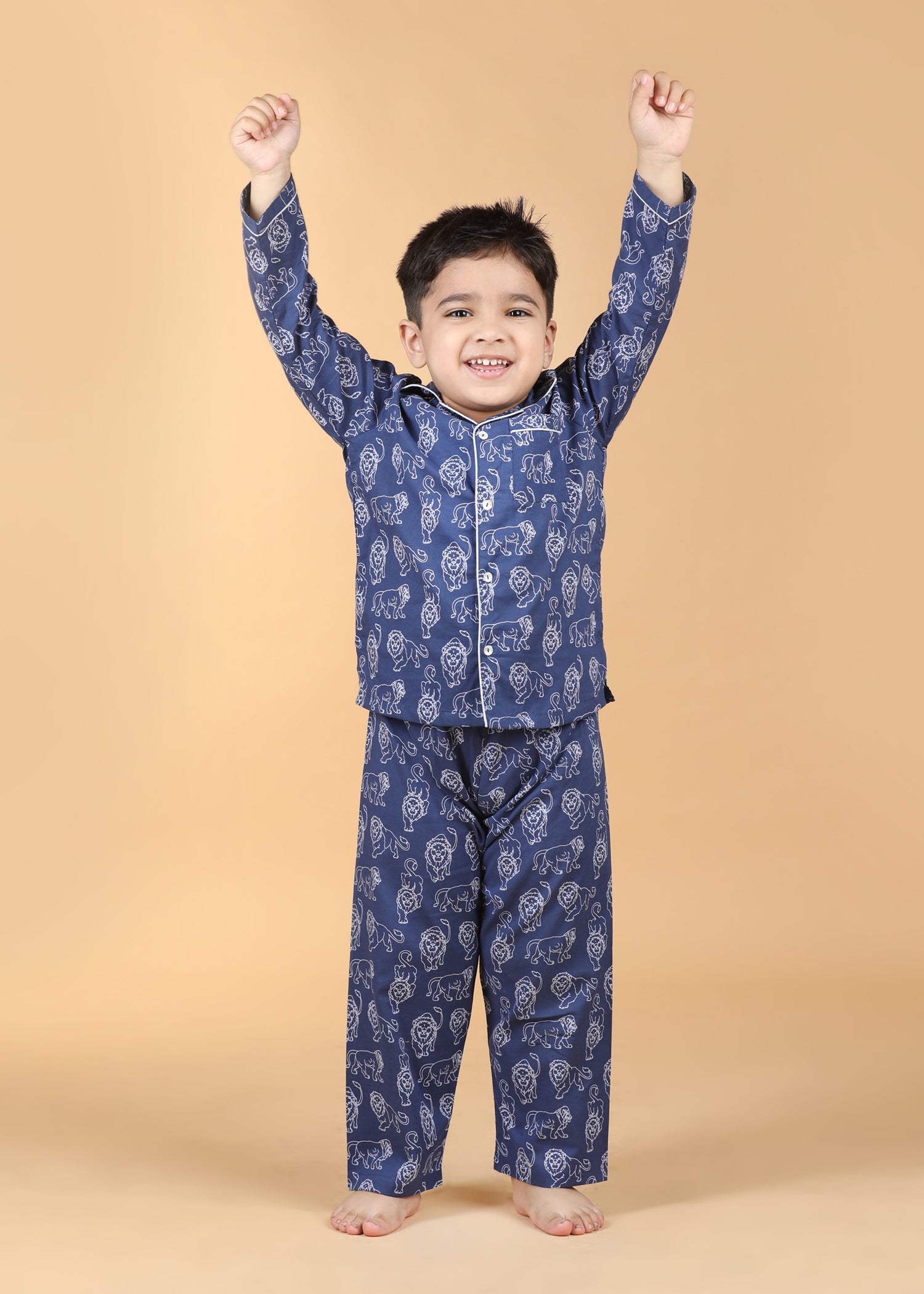 Leo Boys Blue Full Sleeves Night Suit (1-12 Yrs)