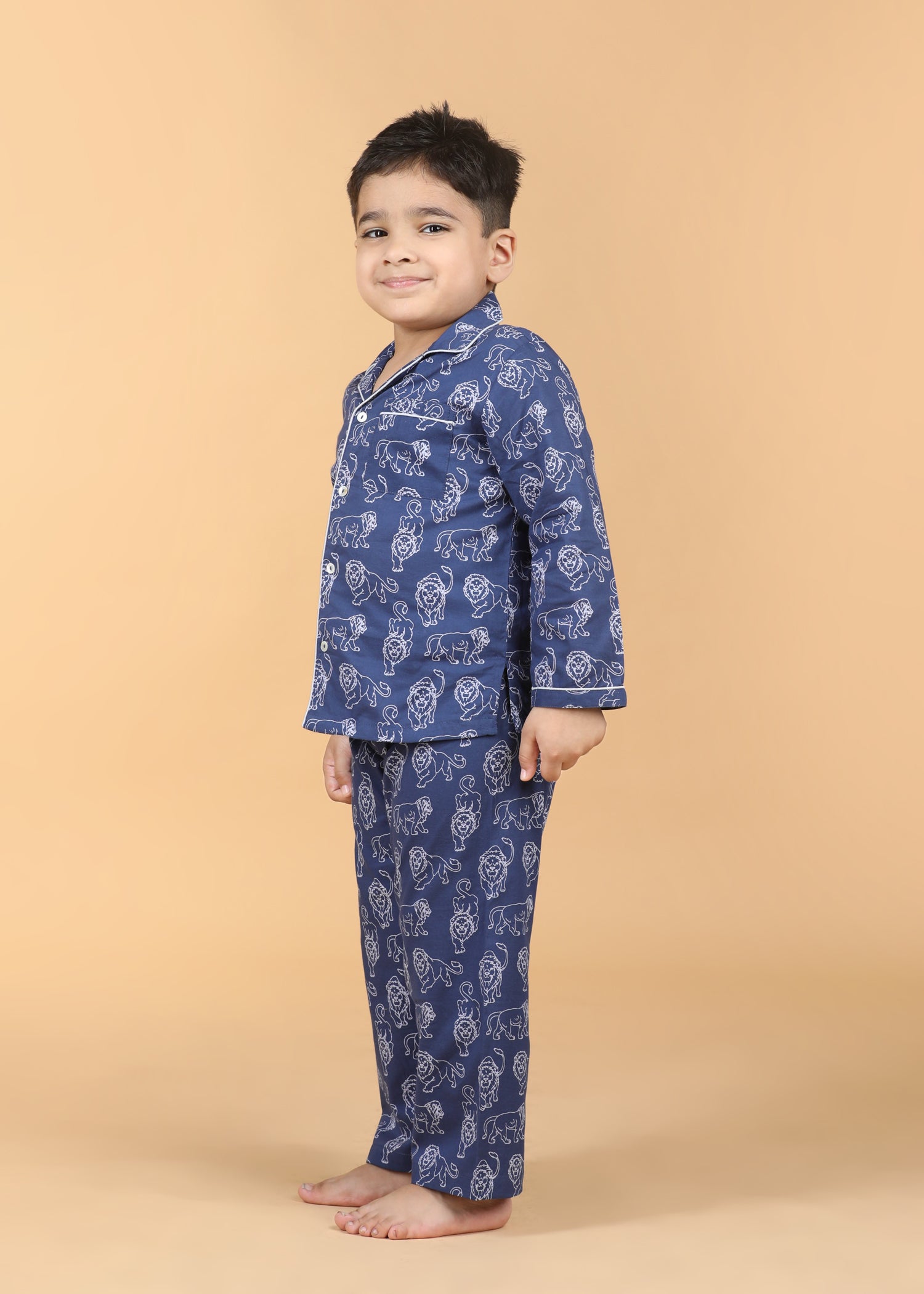 Leo Boys Blue Full Sleeves Night Suit (1-12 Yrs)