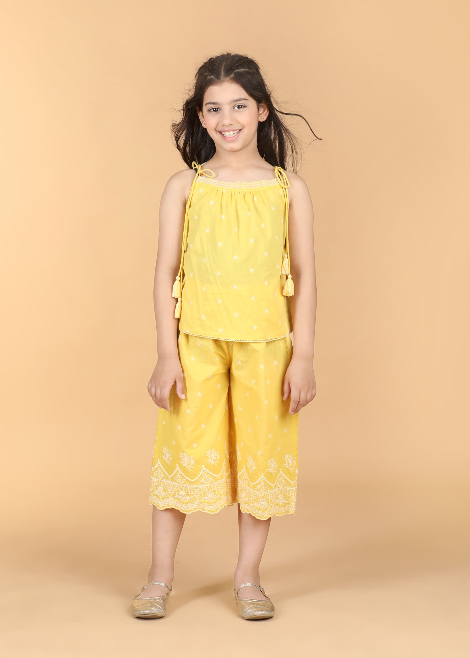 Arya Emroidered Yellow Cotton Top Girls (6 Months -12 Yrs)