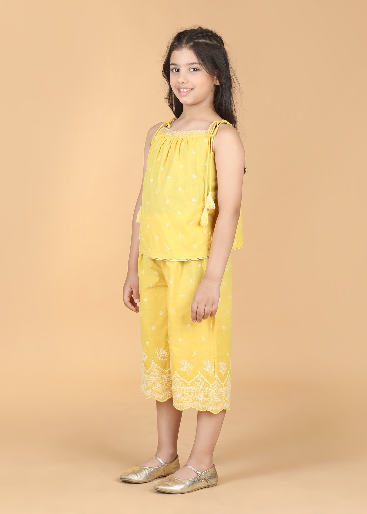 Arya Emroidered Yellow Cotton Top Girls (6 Months -12 Yrs)
