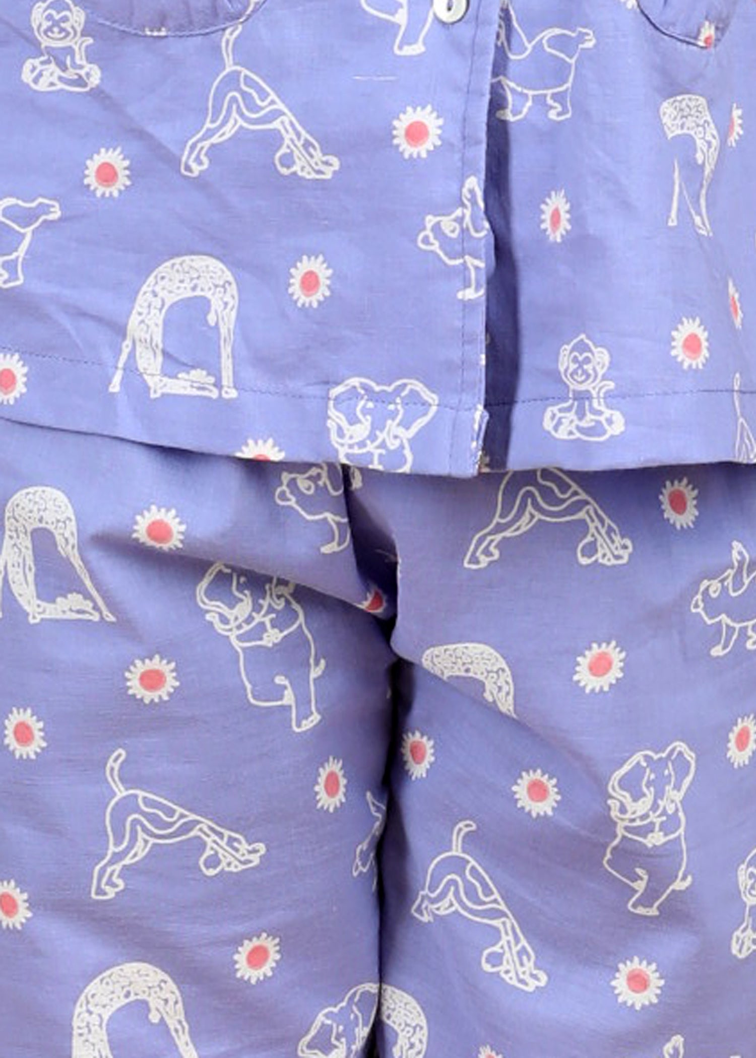Animal Yoga Girls Purple Full Sleeves Night Suit (1-12 Yrs)