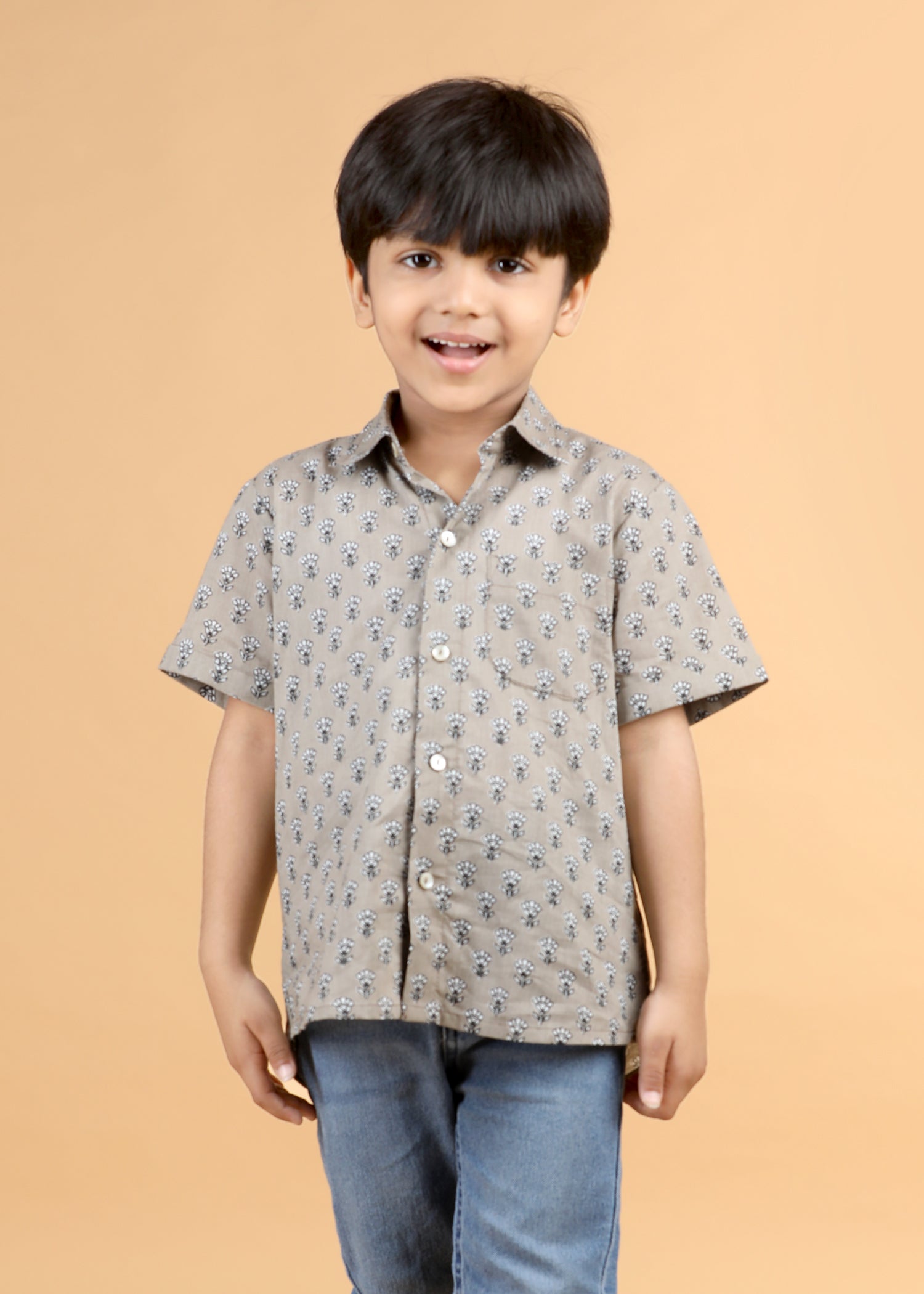 Country Beige Cotton Boys Shirt (6 Months-12 Years)