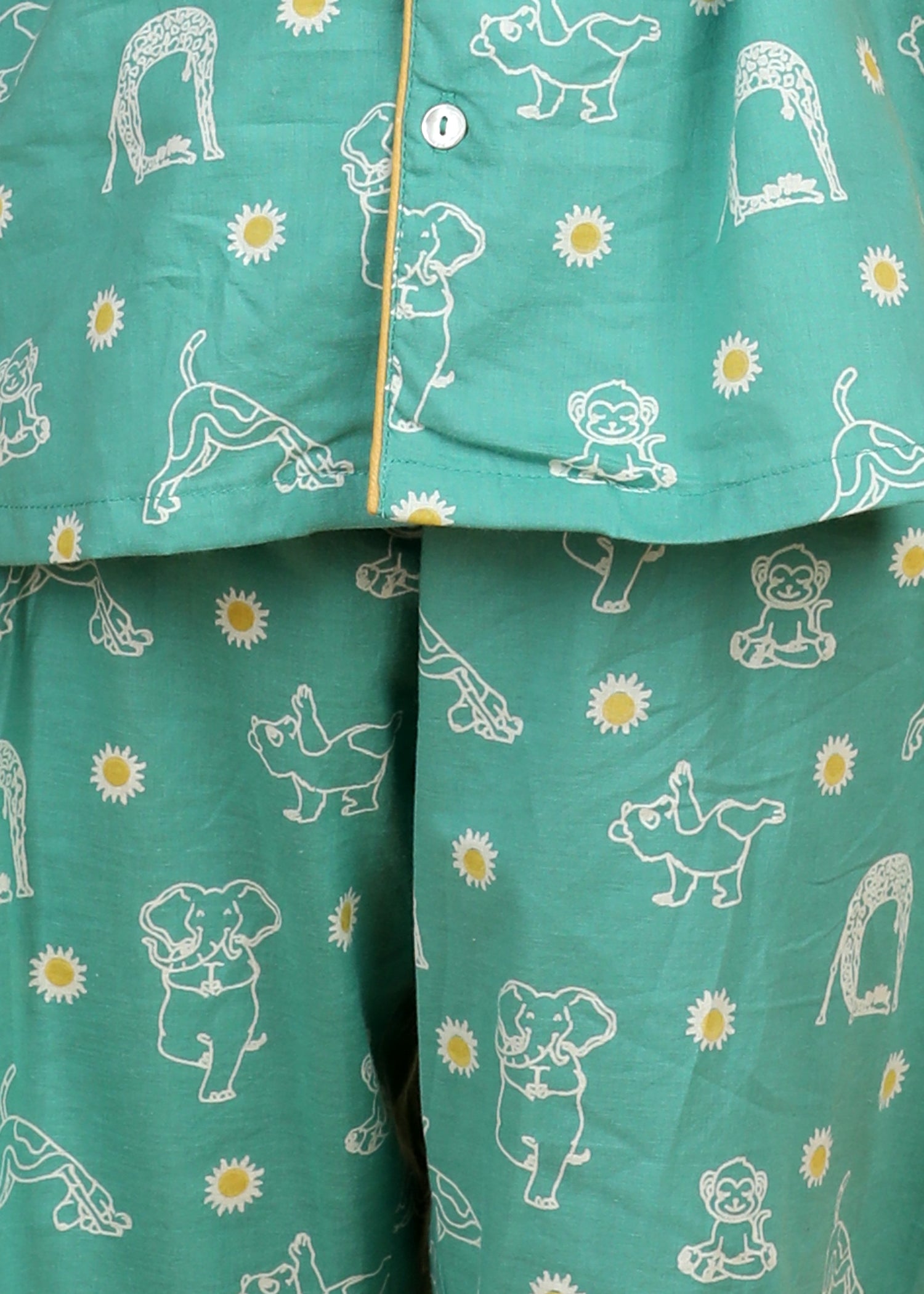 Animal Yoga Boys Green Half Sleeve Night Suit (1-12 Yrs)