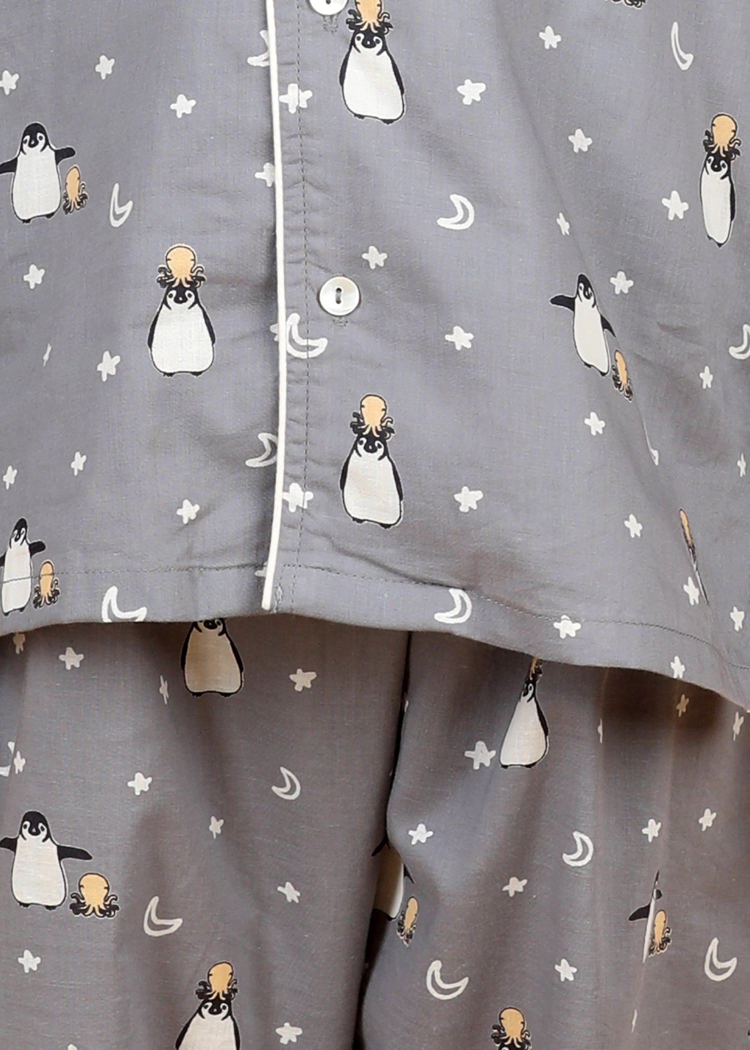 Penguin Party Boys Grey Full Sleeves Night Suit (1-12 Yrs)
