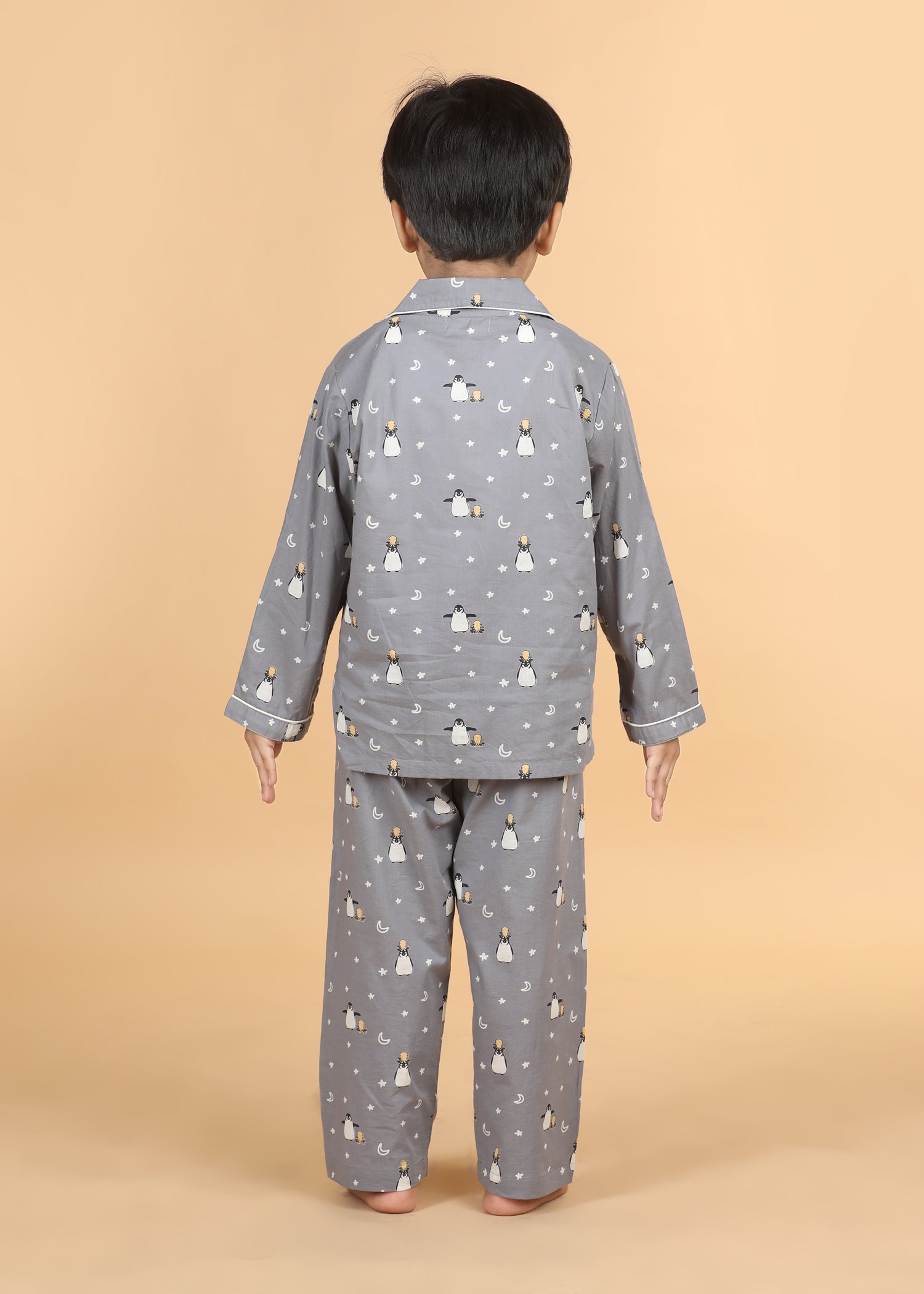 Penguin Party Boys Grey Full Sleeves Night Suit (1-12 Yrs)