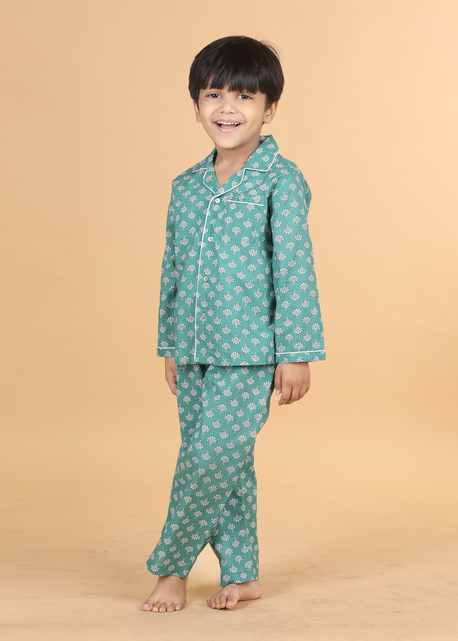 Mahi Boys Green Full Sleeves Night Suit (1-12 Yrs)