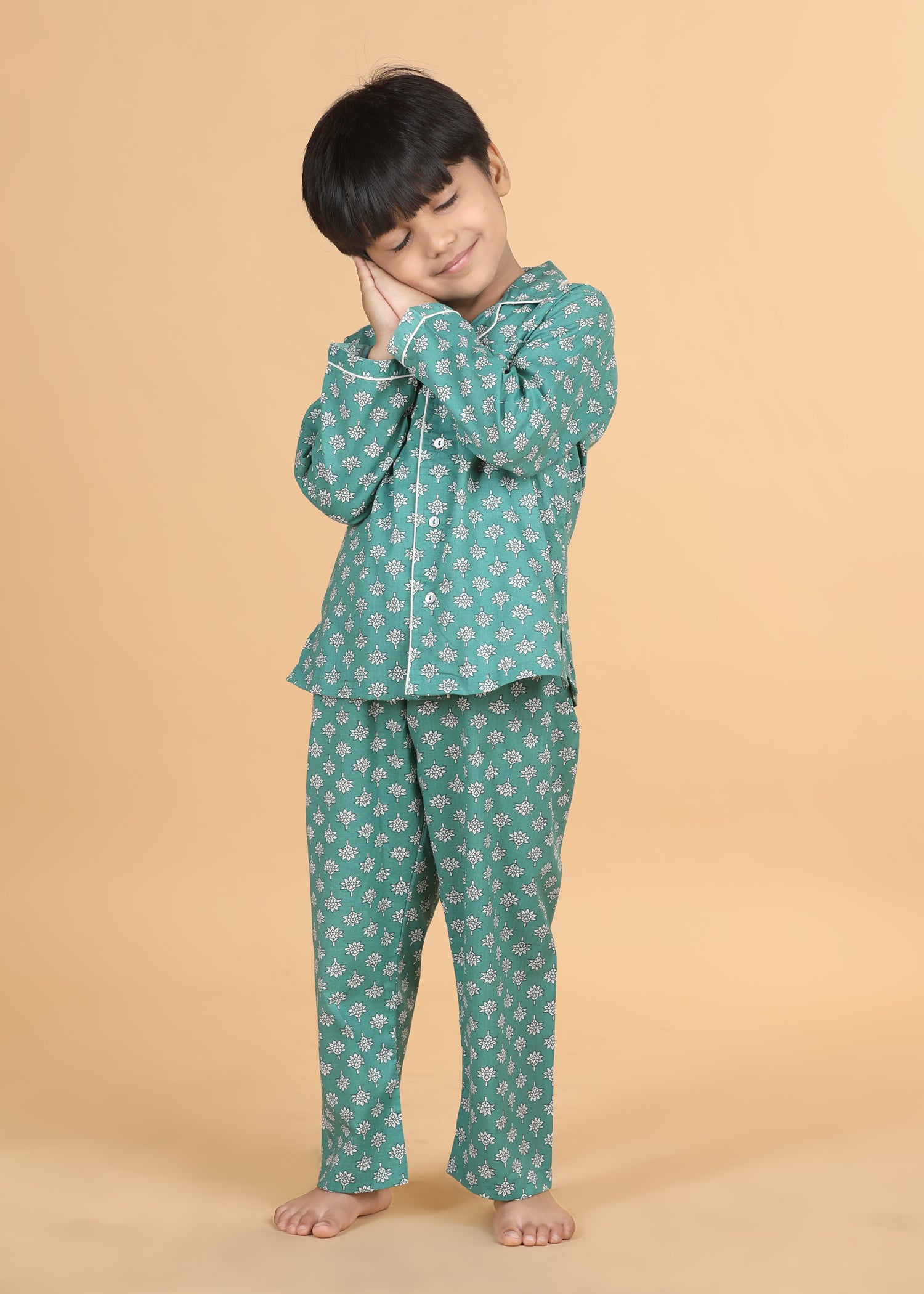 Mahi Boys Green Full Sleeves Night Suit (1-12 Yrs)