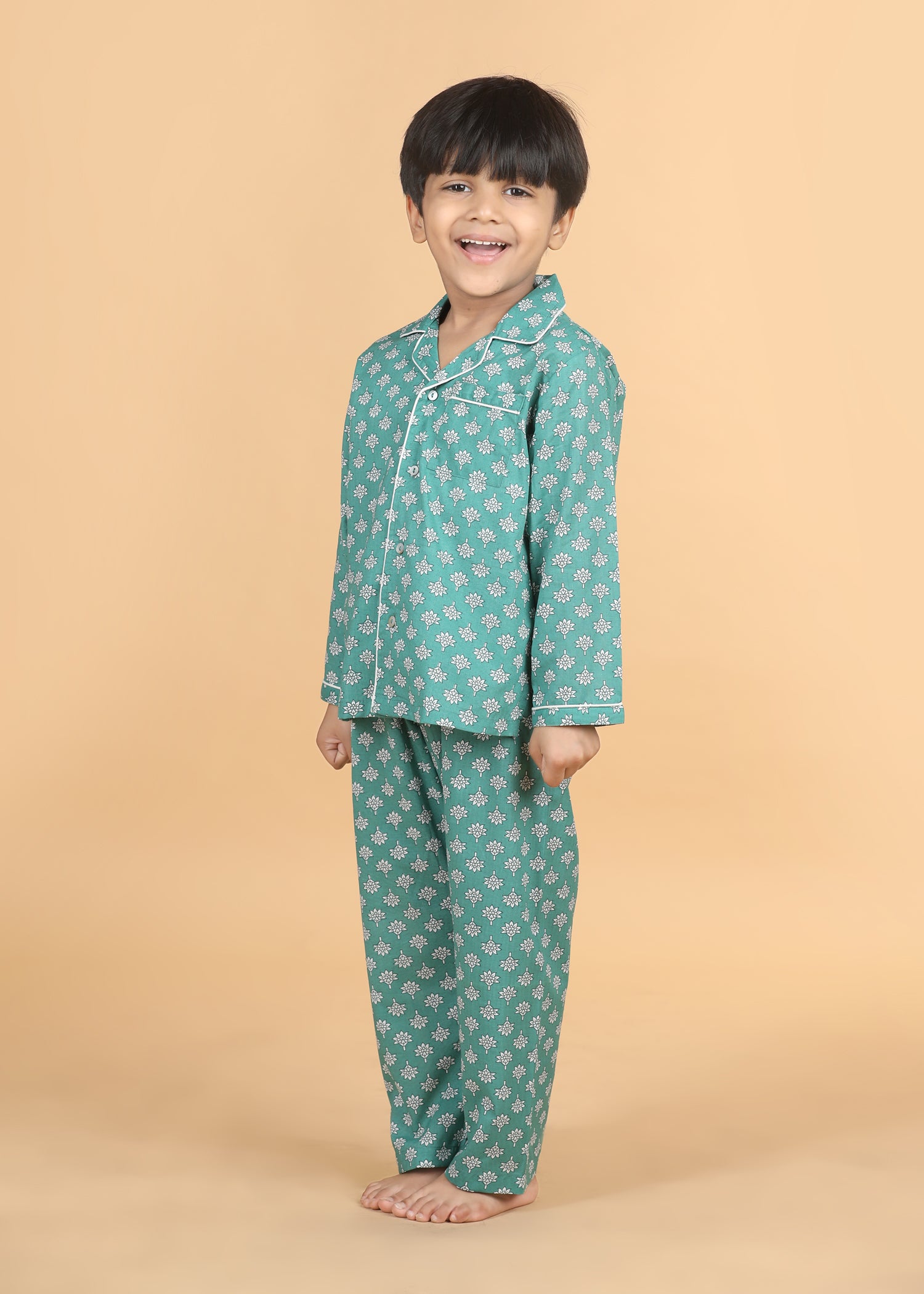 Mahi Boys Green Full Sleeves Night Suit (1-12 Yrs)