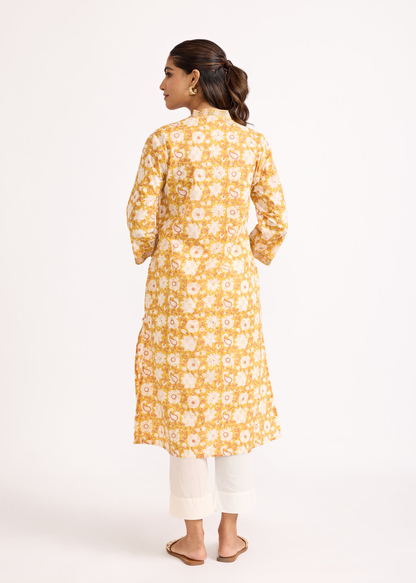 Laavanya Printed Cotton Kurta - Yellow