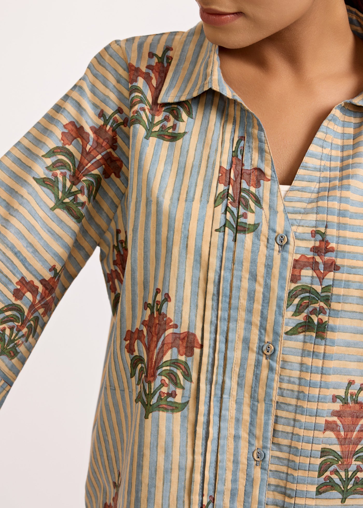 Button Down Shirt - Blue/Brown