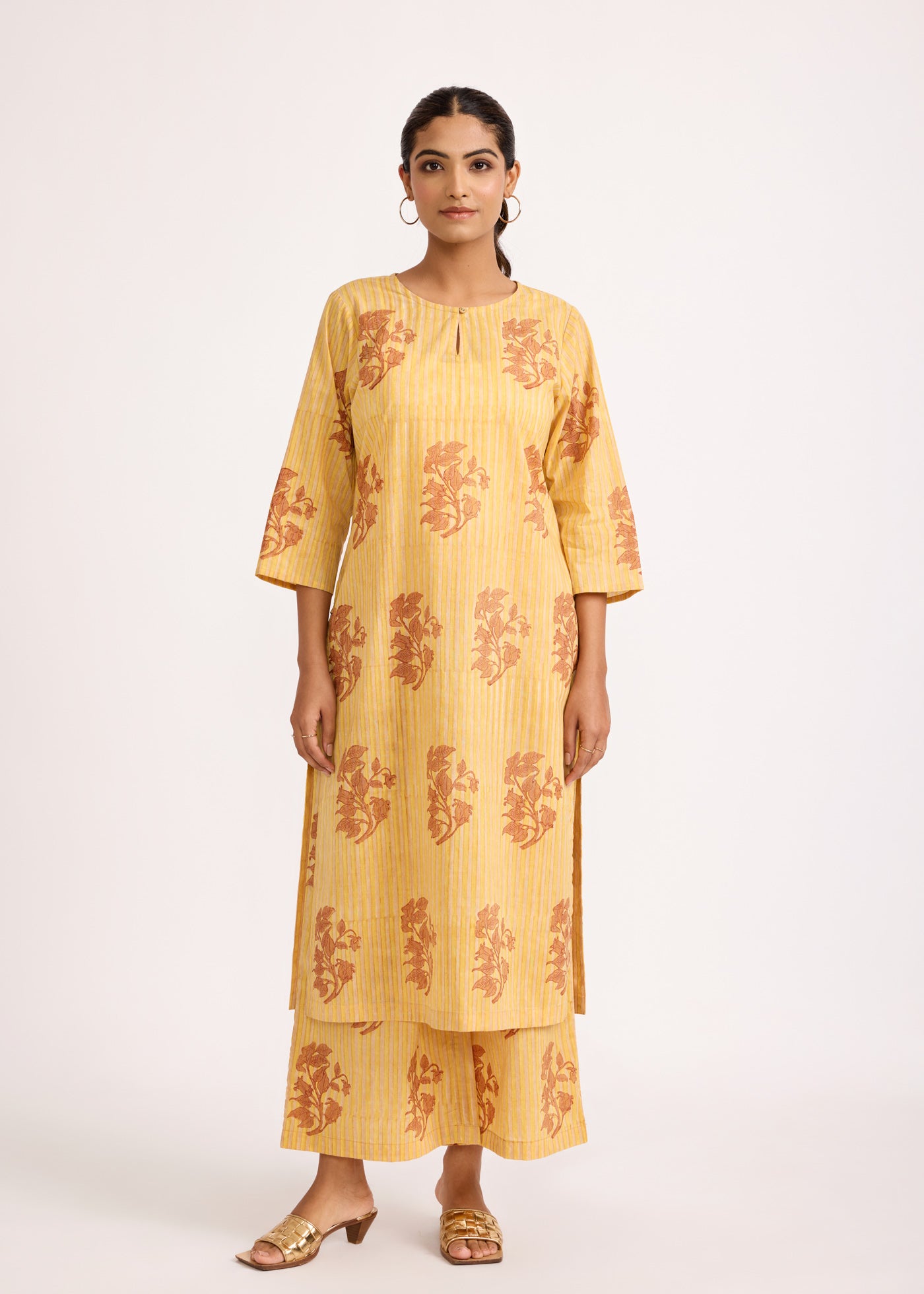 Printed Regular Kurta - Yellow/Brown