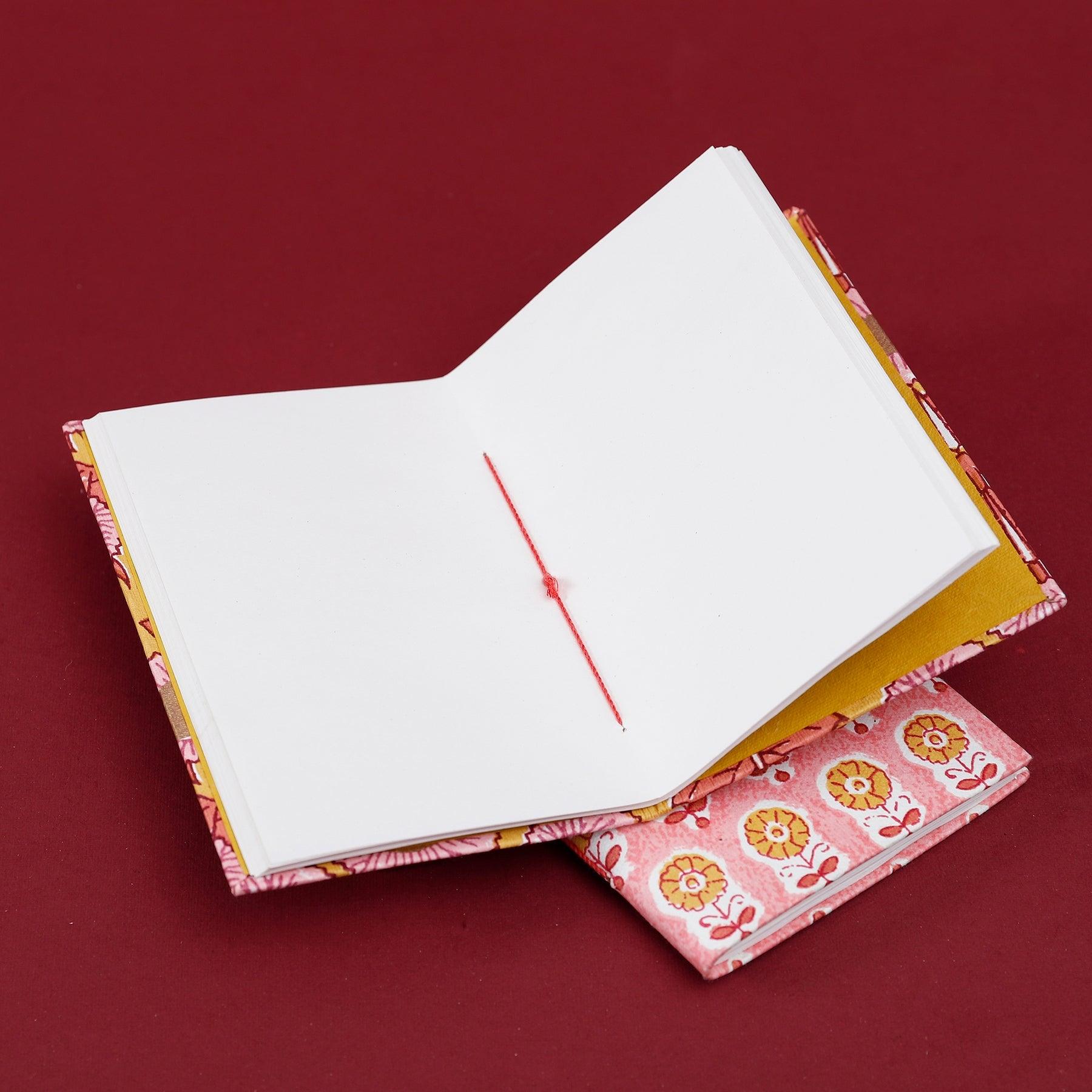 Flower Buti Peach & Brown Paper Bahi Set of 2