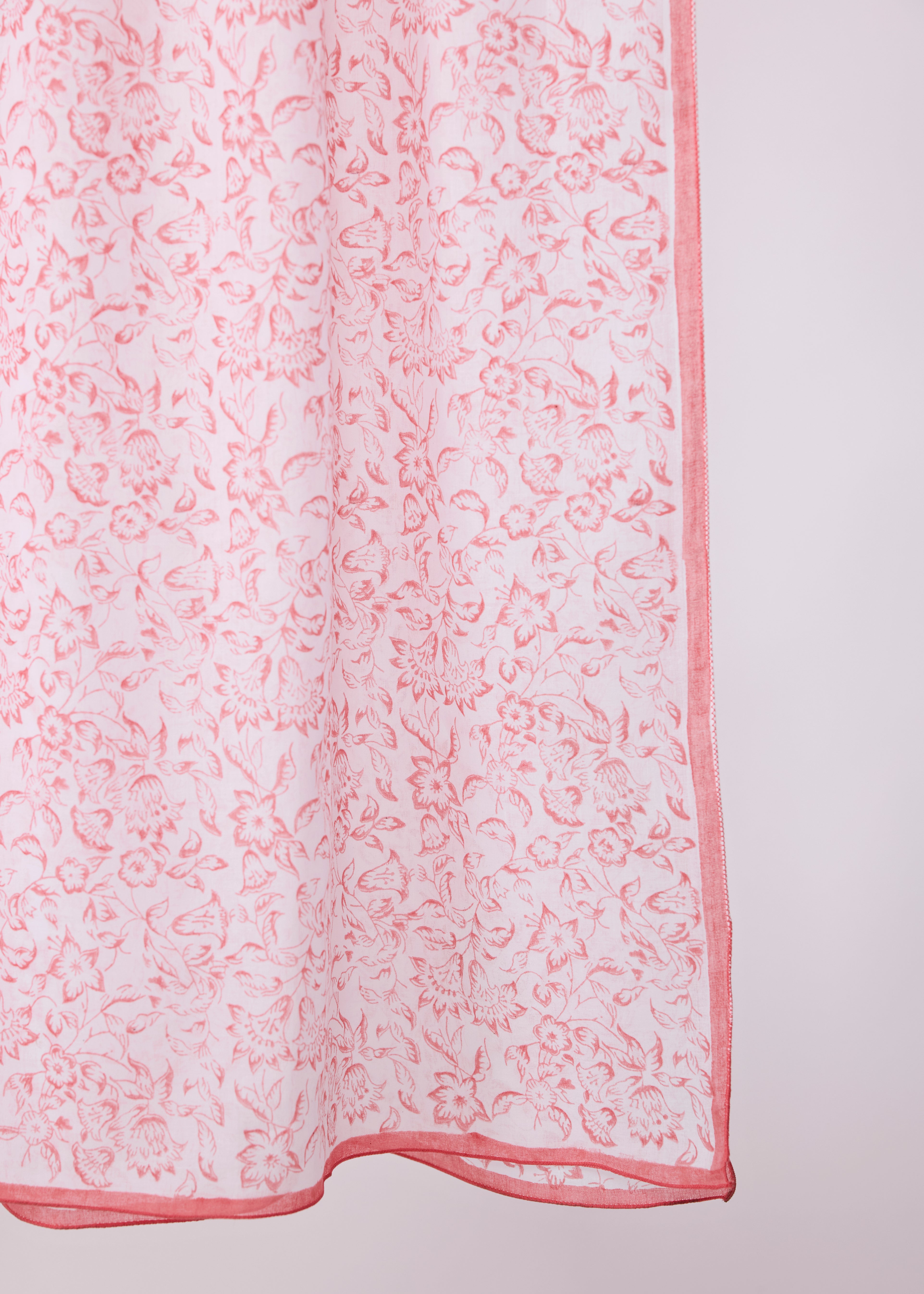 Block Printed Cotton Dupatta - Pink