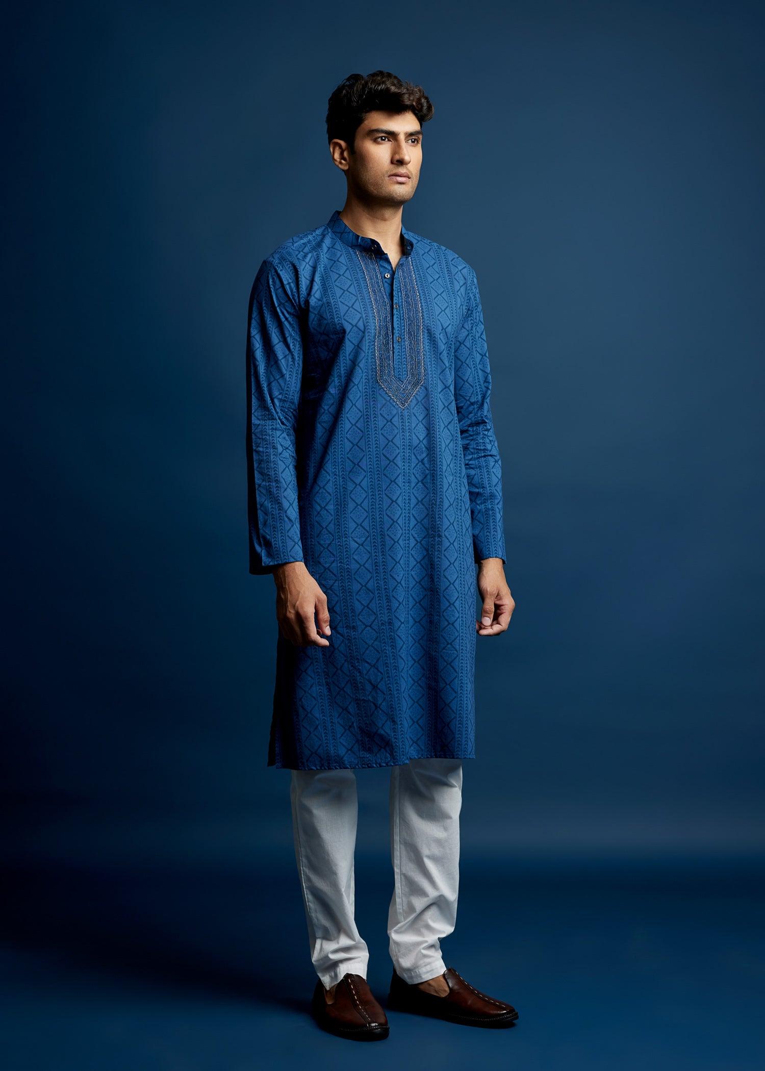 Men's Cotton Kurta Blue Ratan Texprocess Pvt. Ltd