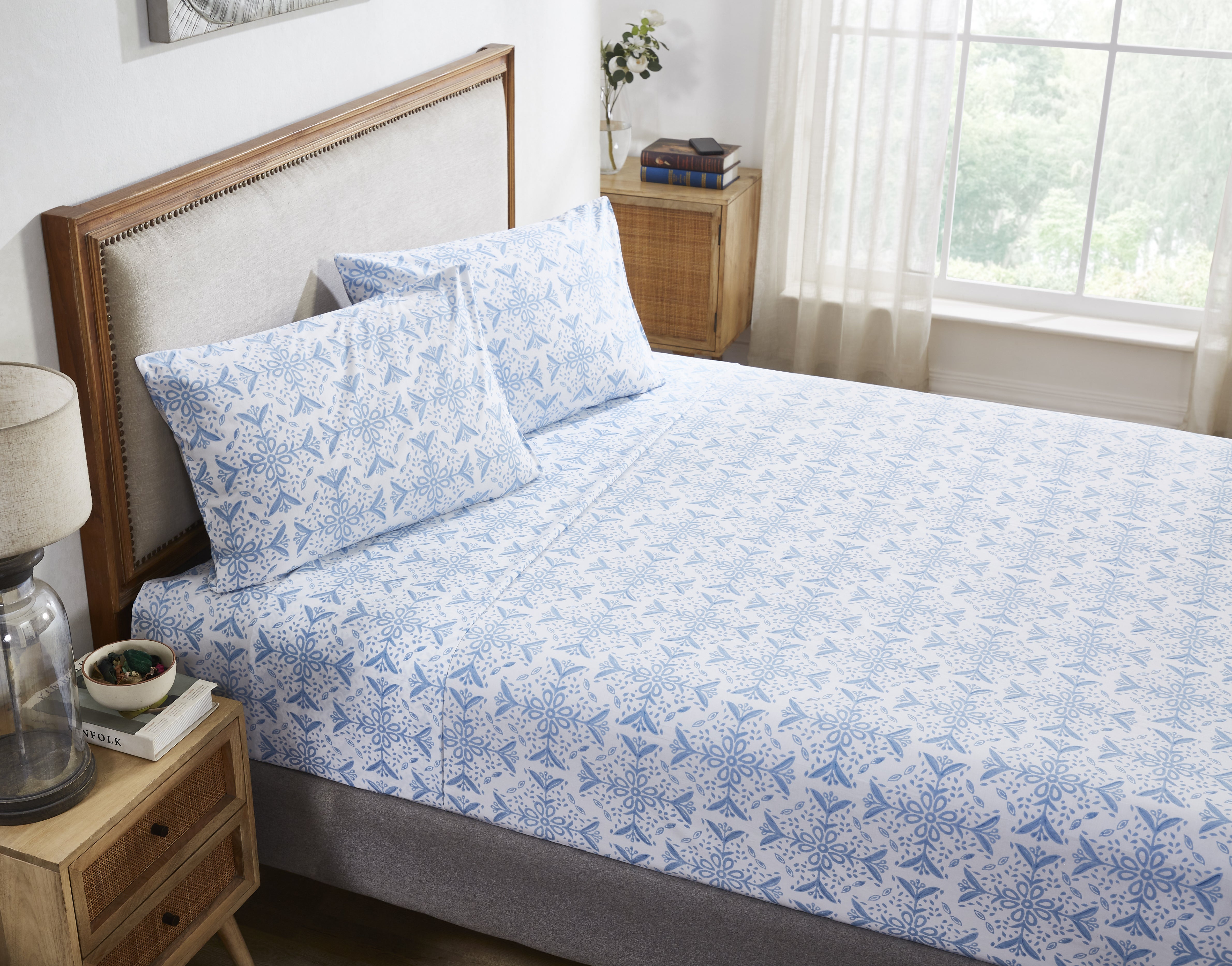 Mirakee Cotton Bedsheet-Blue