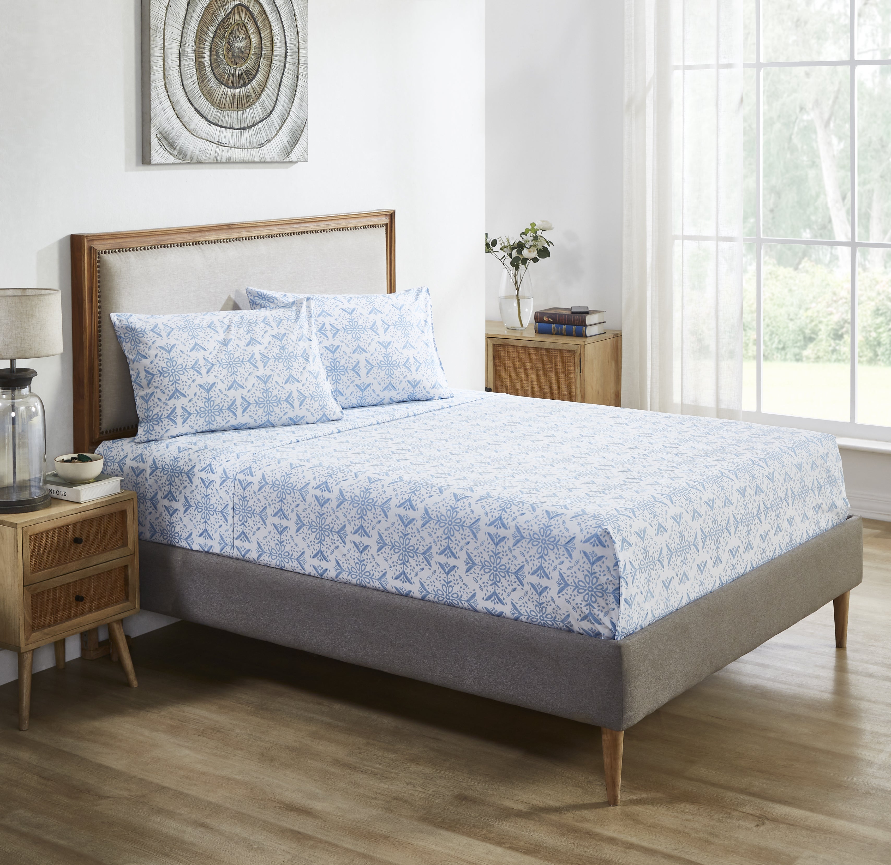 Mirakee Cotton Bedsheet-Blue