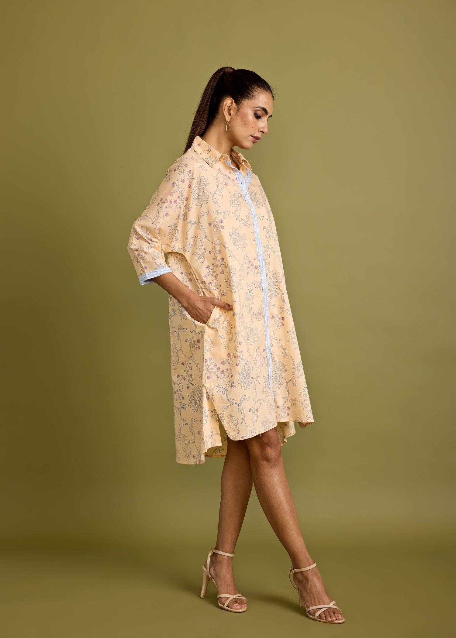 Tender Peach Cotton Dolman Sleeve Dress Ratan Texprocess Pvt. Ltd