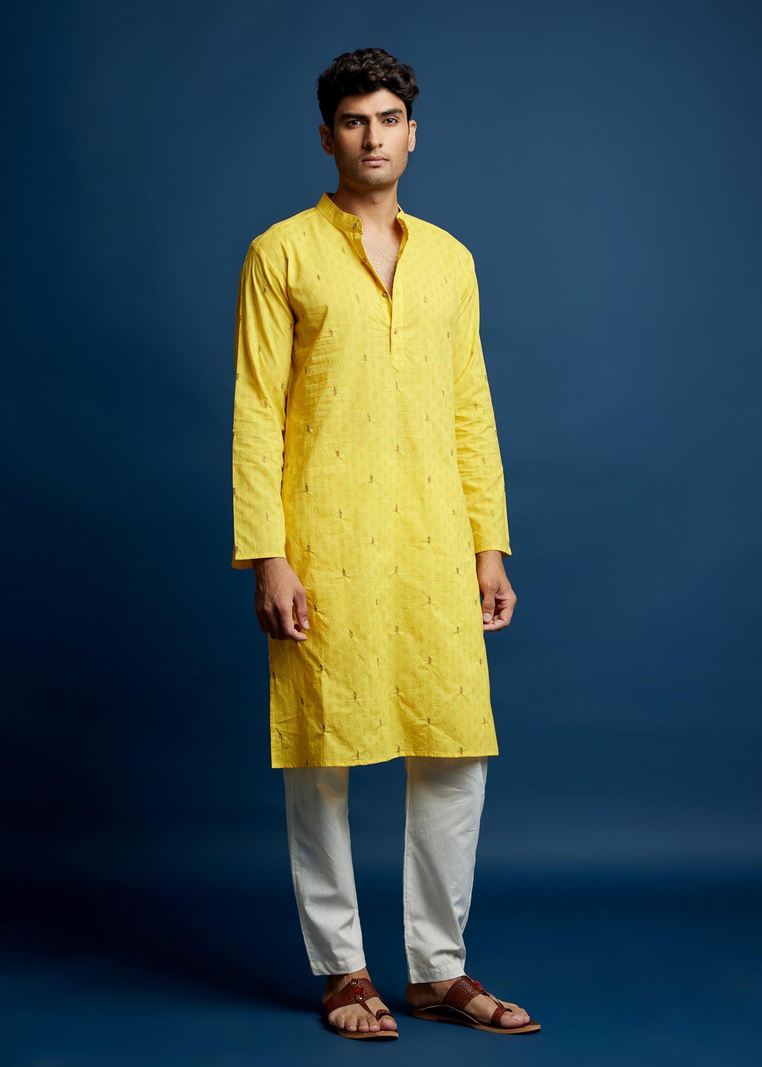 Men's Cotton Kurta Yellow Ratan Texprocess Pvt. Ltd