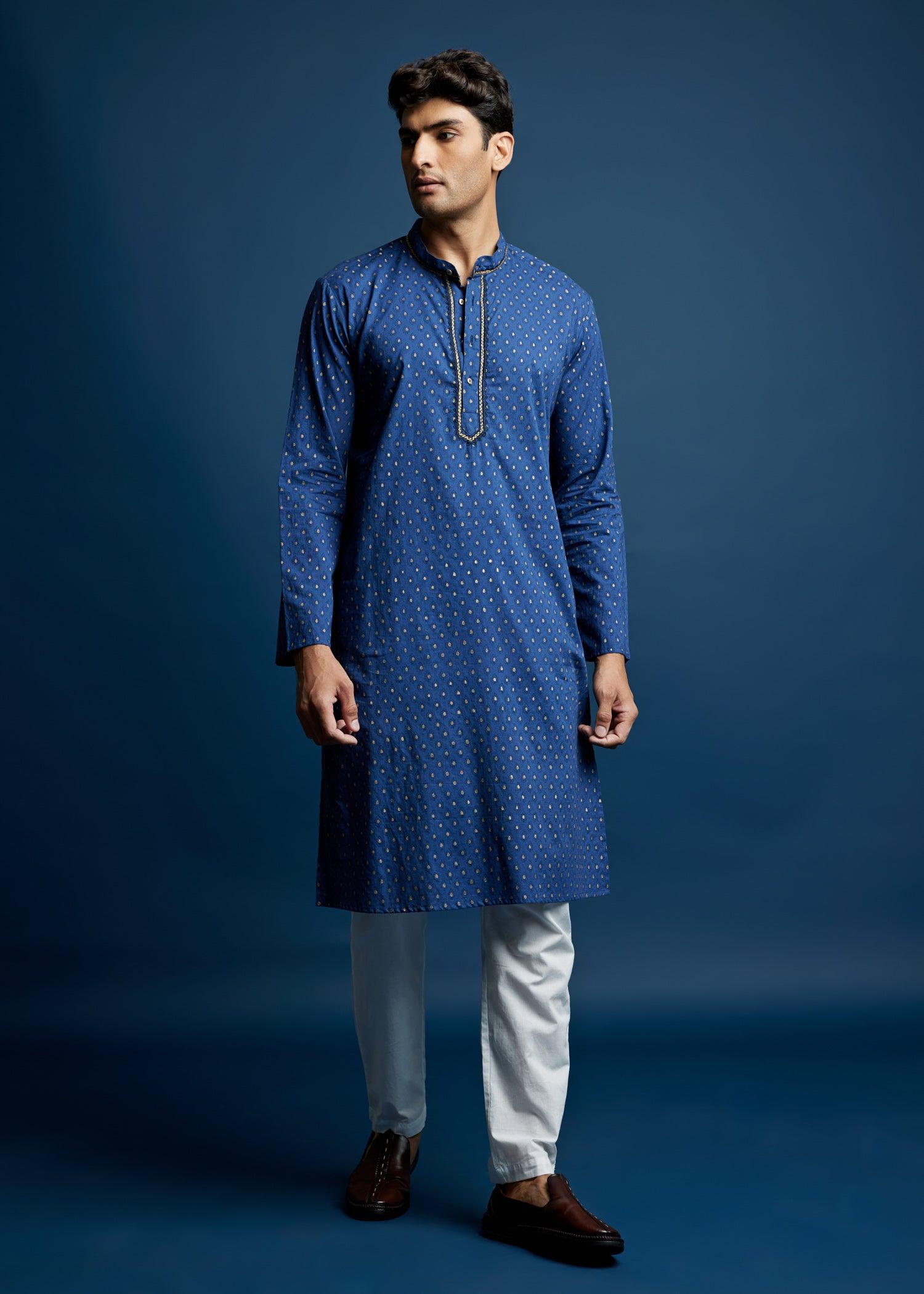 Men's Cotton Kurta Blue Ratan Texprocess Pvt. Ltd
