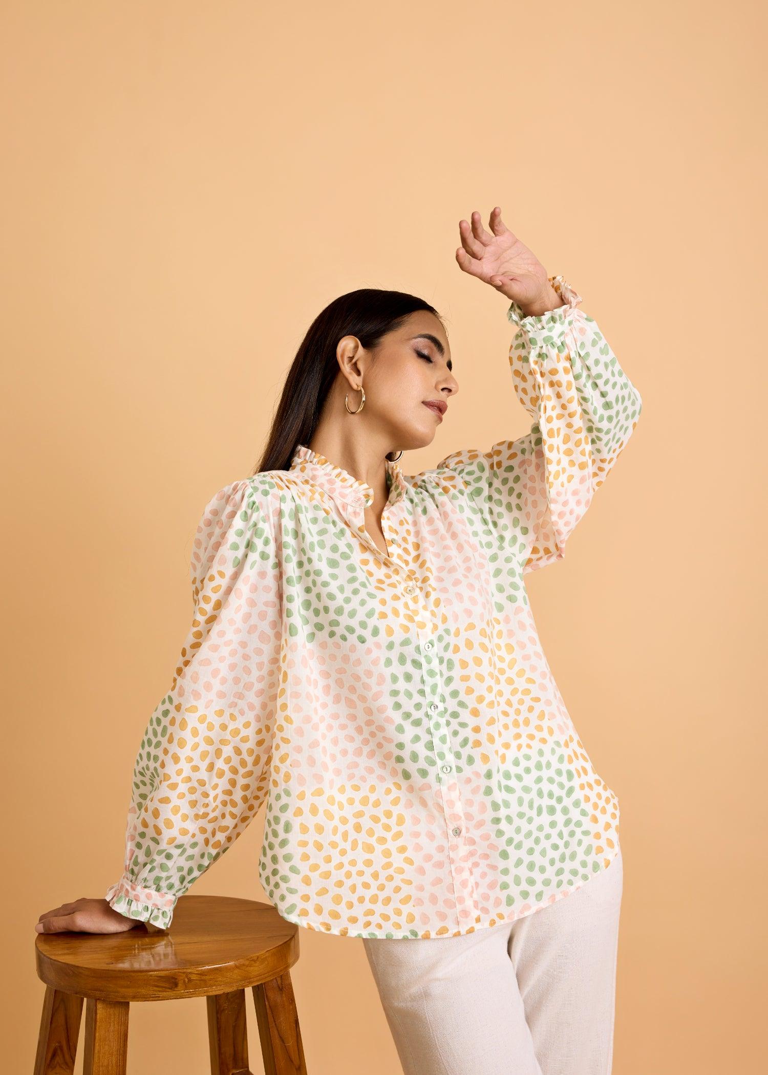 Shirt with Lantern Sleeve