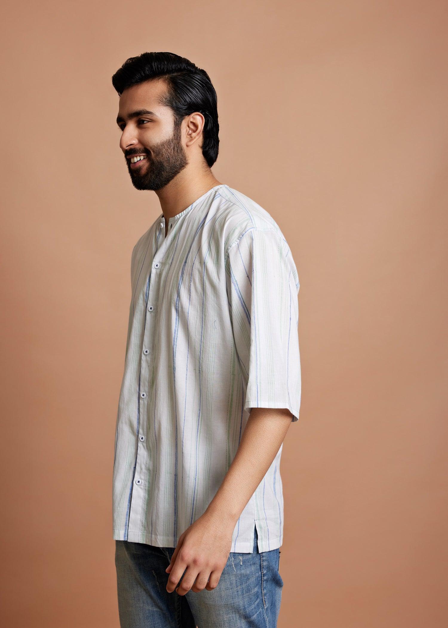 Blue Regular Cotton Essential Baggy Half Sleeve Shirt Ratan Texprocess Pvt. Ltd