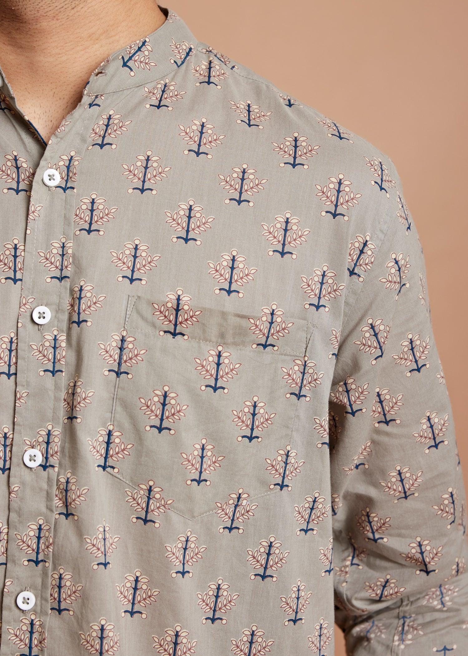 Grey Regular Cotton Full Sleeve Shirt Ratan Texprocess Pvt. Ltd