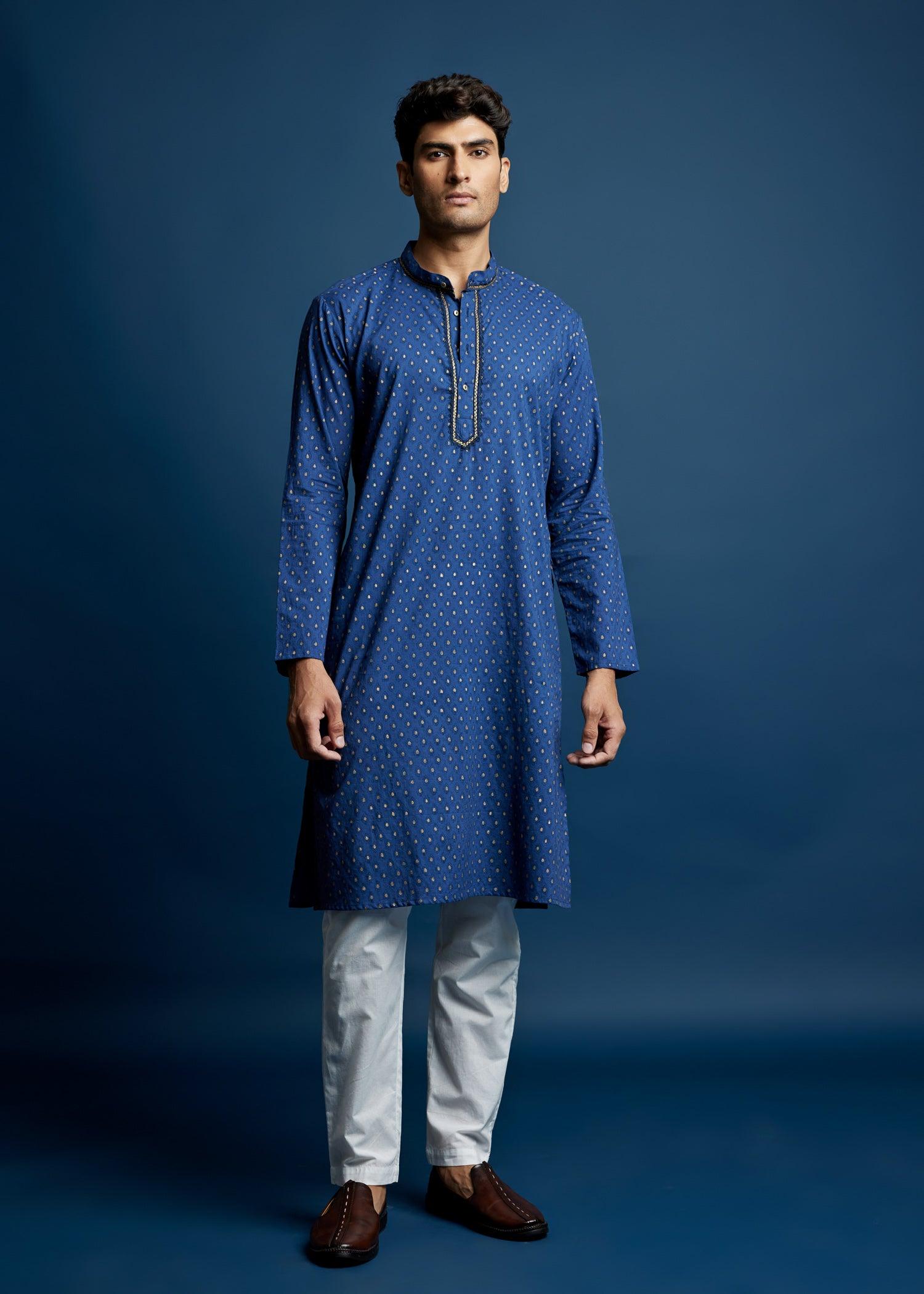 Men's Cotton Kurta Blue Ratan Texprocess Pvt. Ltd