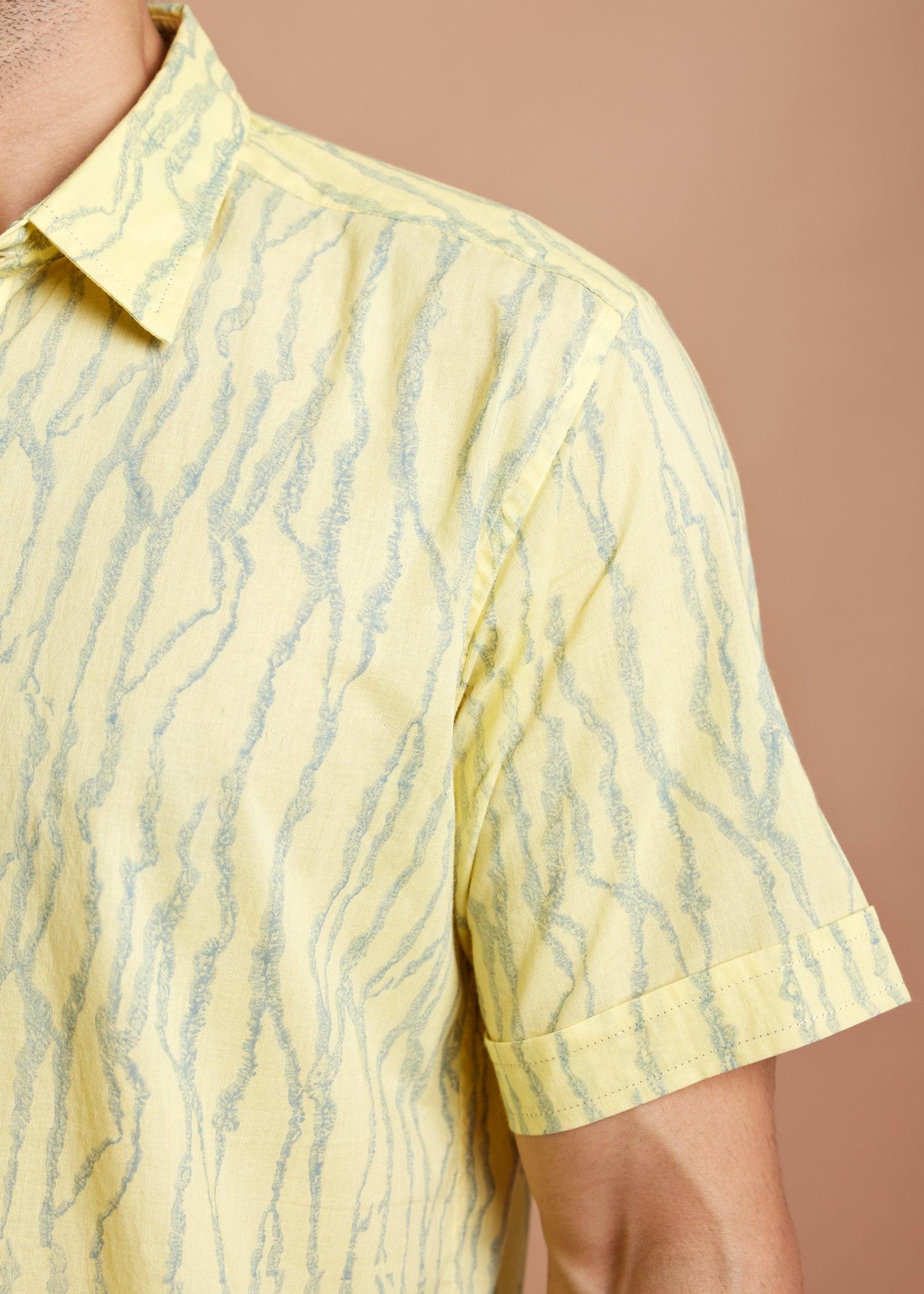 Yellow Desert Print Regular Cotton Half Sleeve Shirt Ratan Texprocess Pvt. Ltd