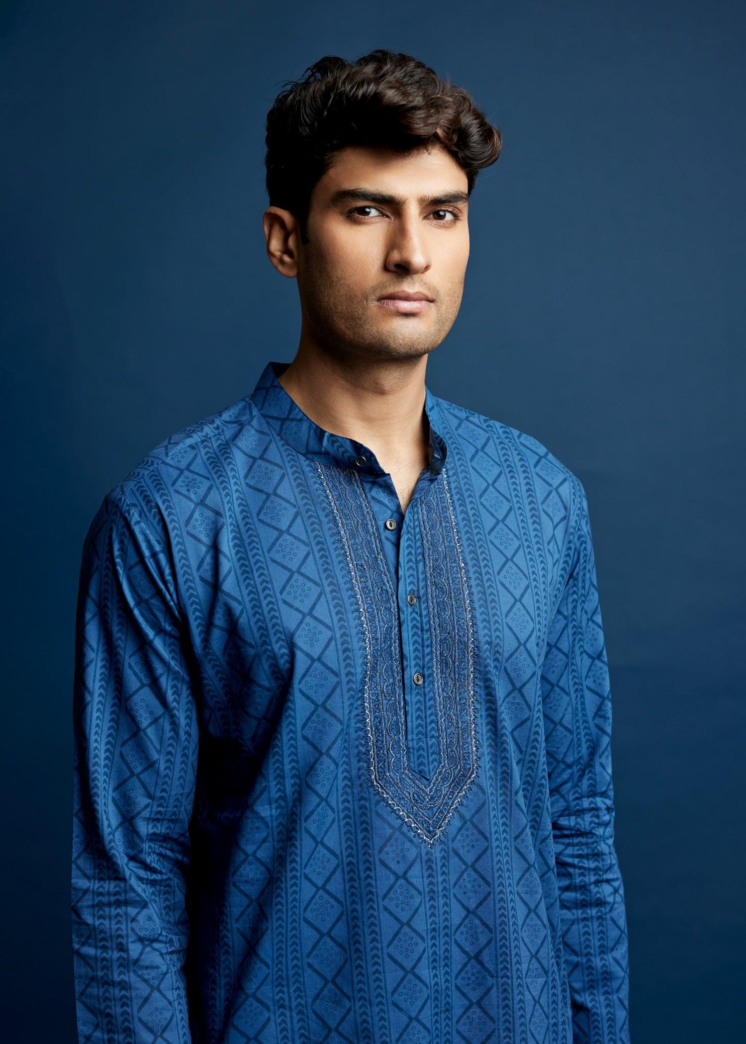 Men's Cotton Kurta Blue Ratan Texprocess Pvt. Ltd