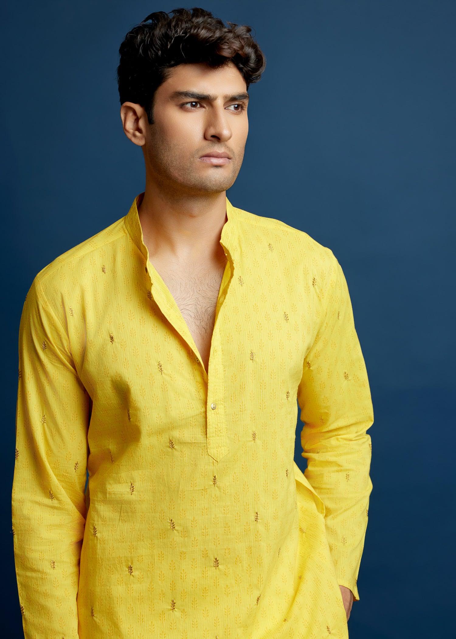 Men's Cotton Kurta Yellow Ratan Texprocess Pvt. Ltd