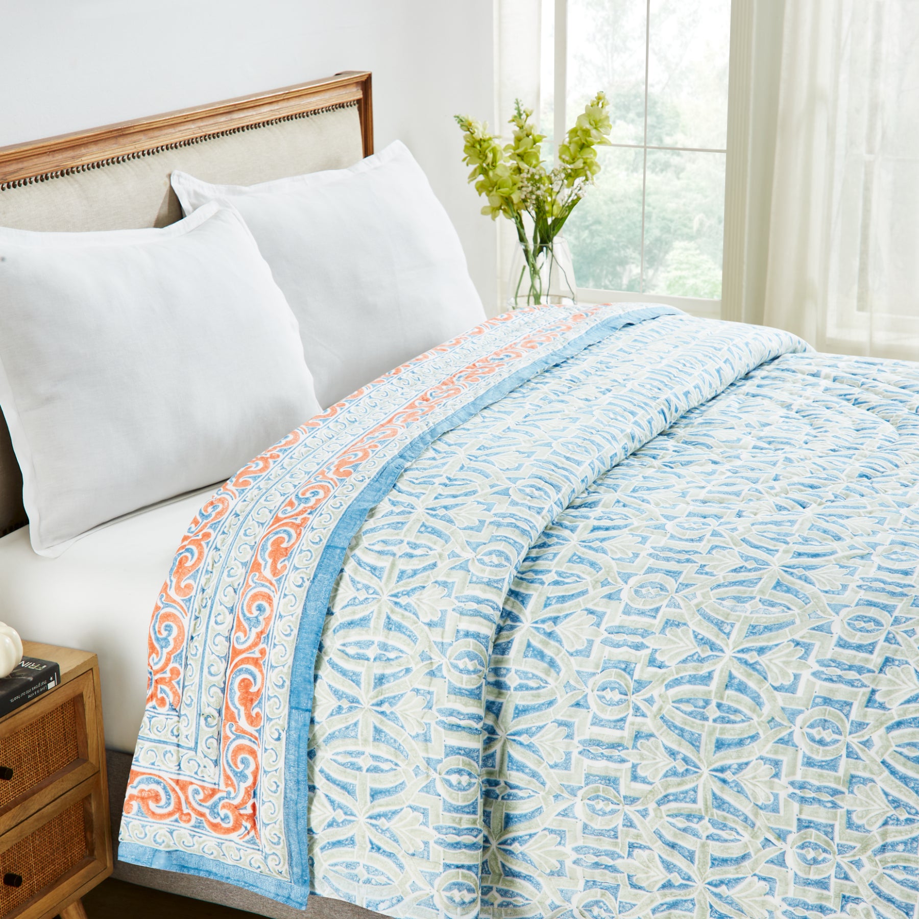 Windy Days Multi Hand Block Print Lightweight Cotton Quilt Ratan Texprocess Pvt. Ltd