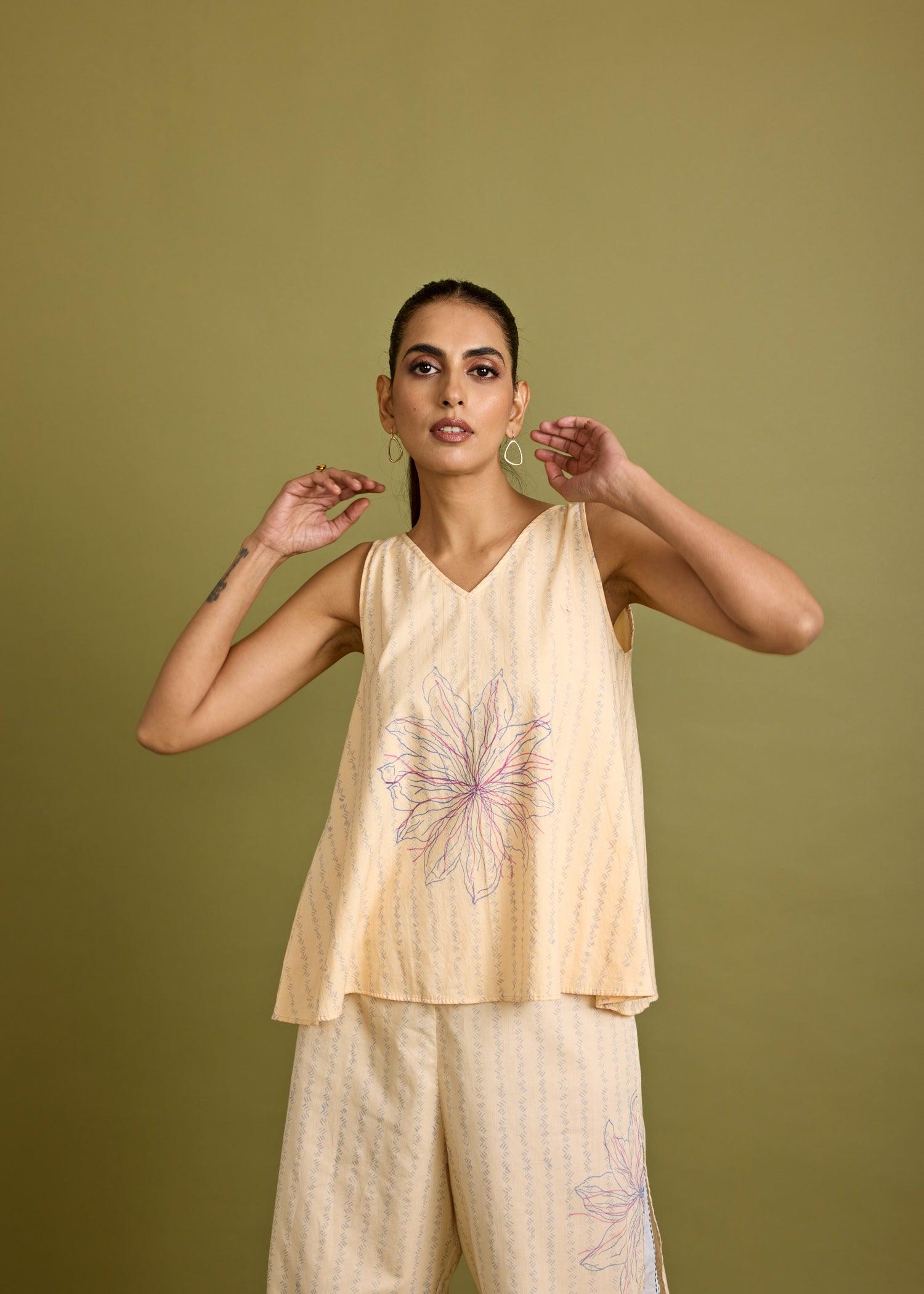 Tender Peach Voile Mia Tank Top Ratan Texprocess Pvt. Ltd