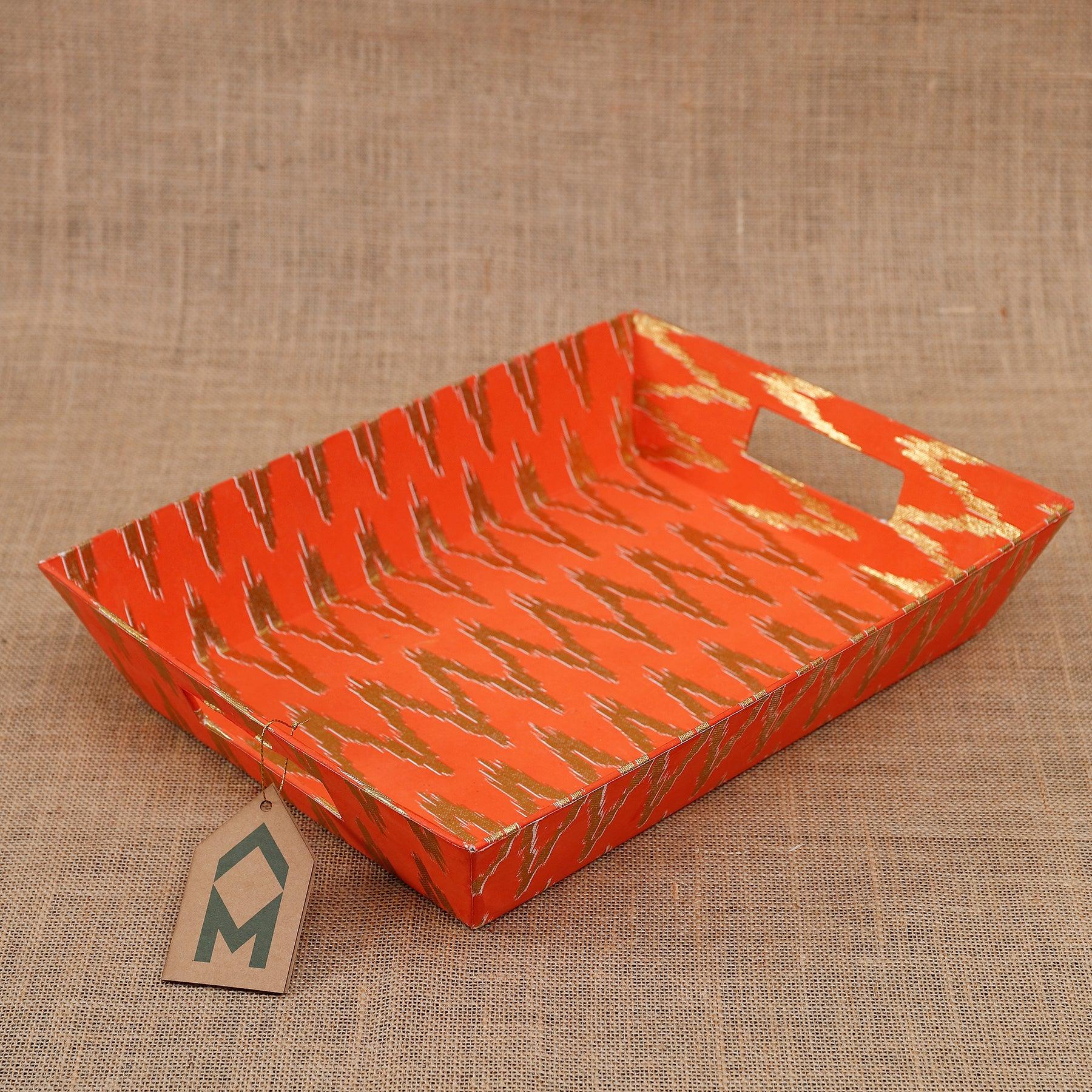 Ikat Orange Gift Tray Set of 3