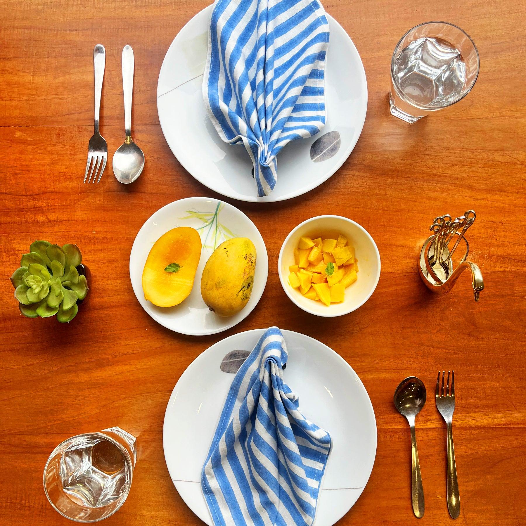 Blue Stripe Napkin- Set of 6 Ratan Texprocess Pvt. Ltd