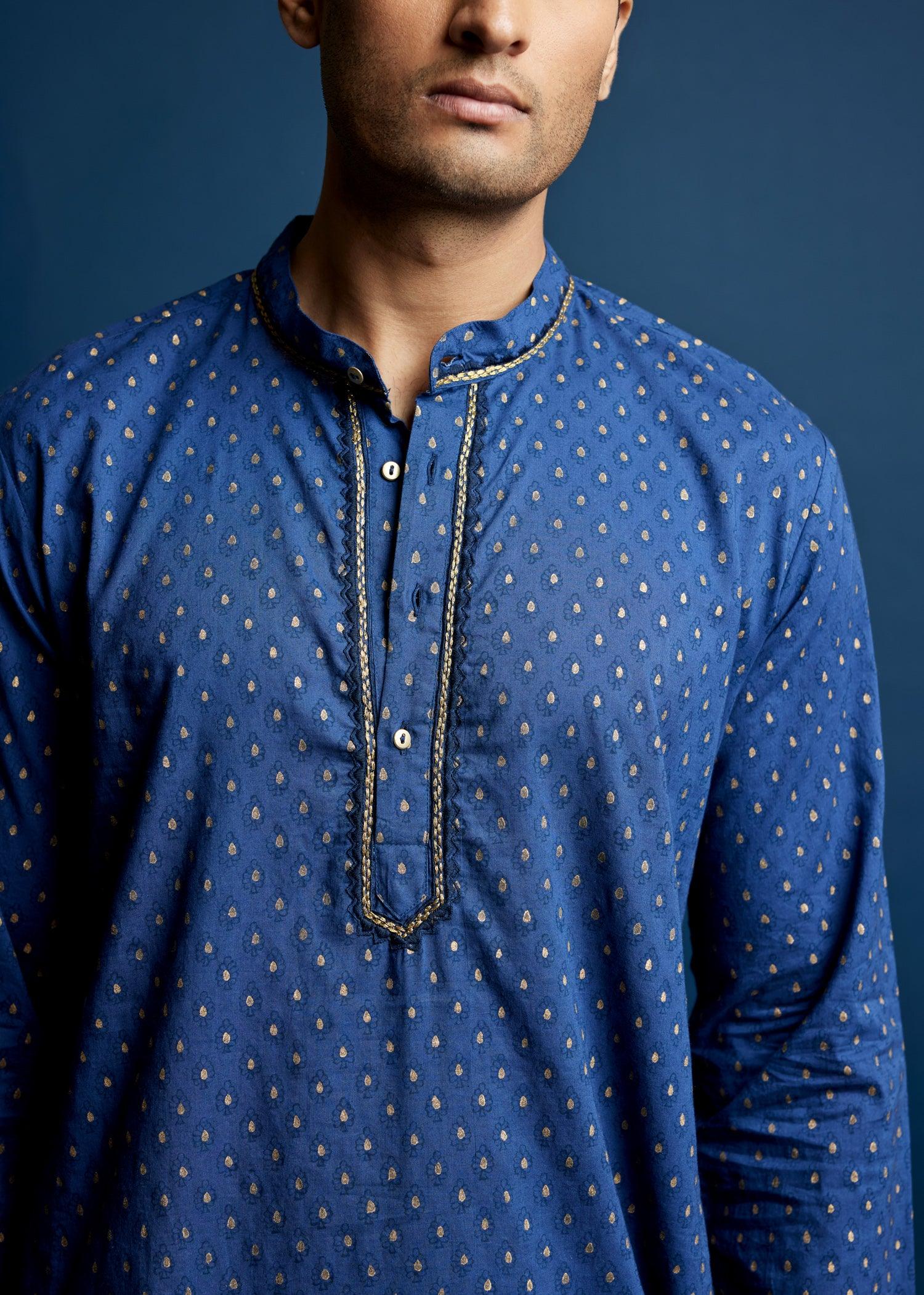 Men's Cotton Kurta Blue Ratan Texprocess Pvt. Ltd