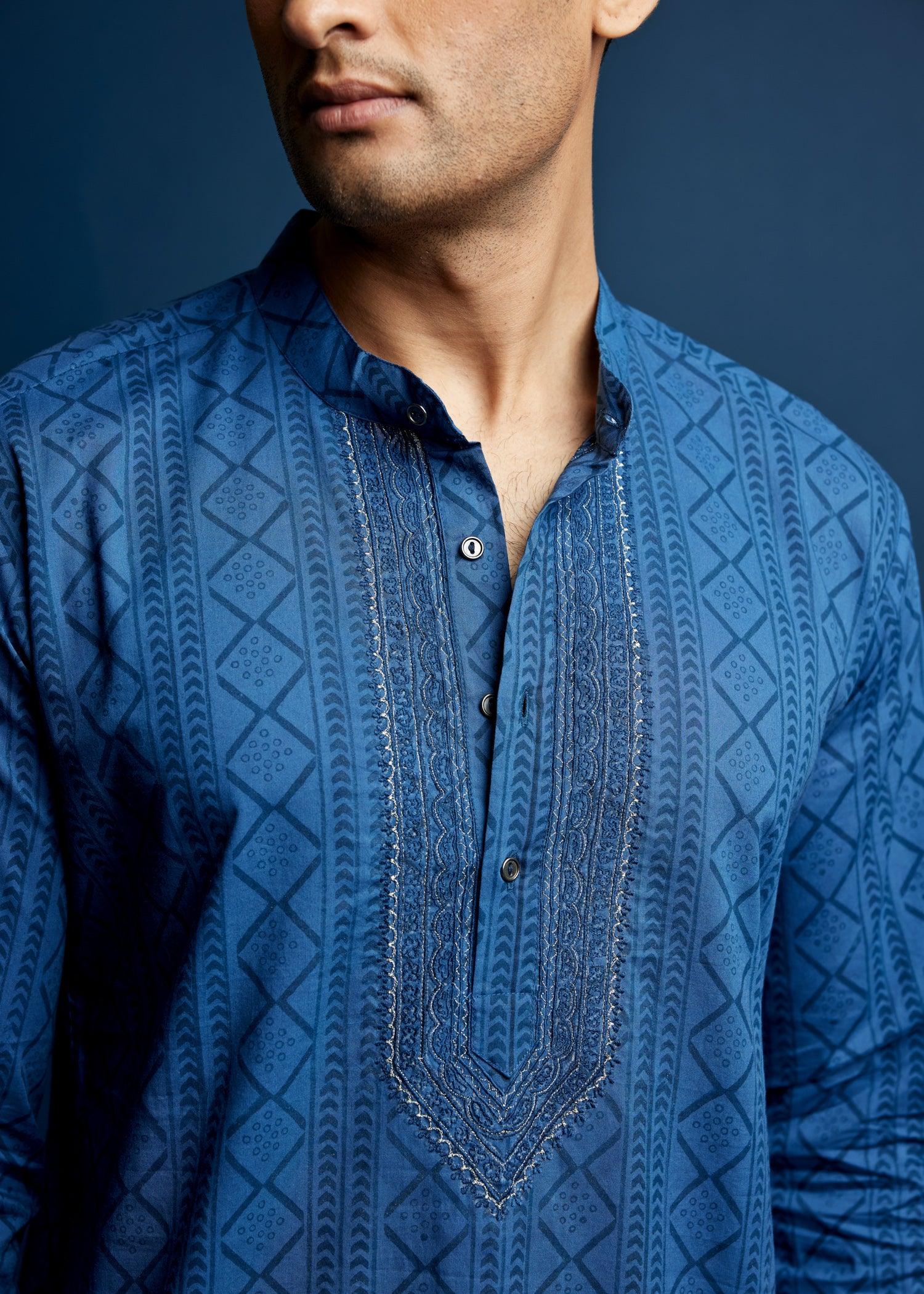 Men's Cotton Kurta Blue Ratan Texprocess Pvt. Ltd