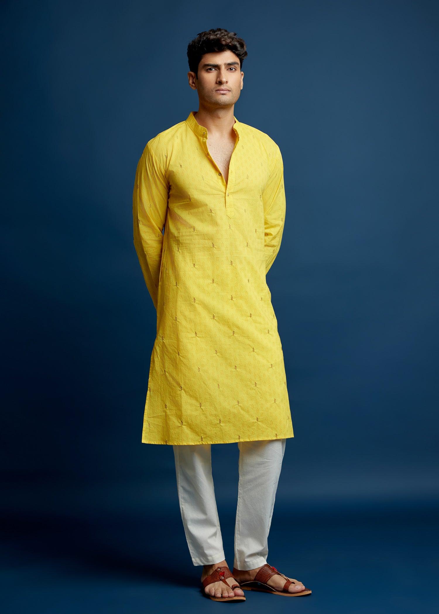 Men's Cotton Kurta Yellow Ratan Texprocess Pvt. Ltd