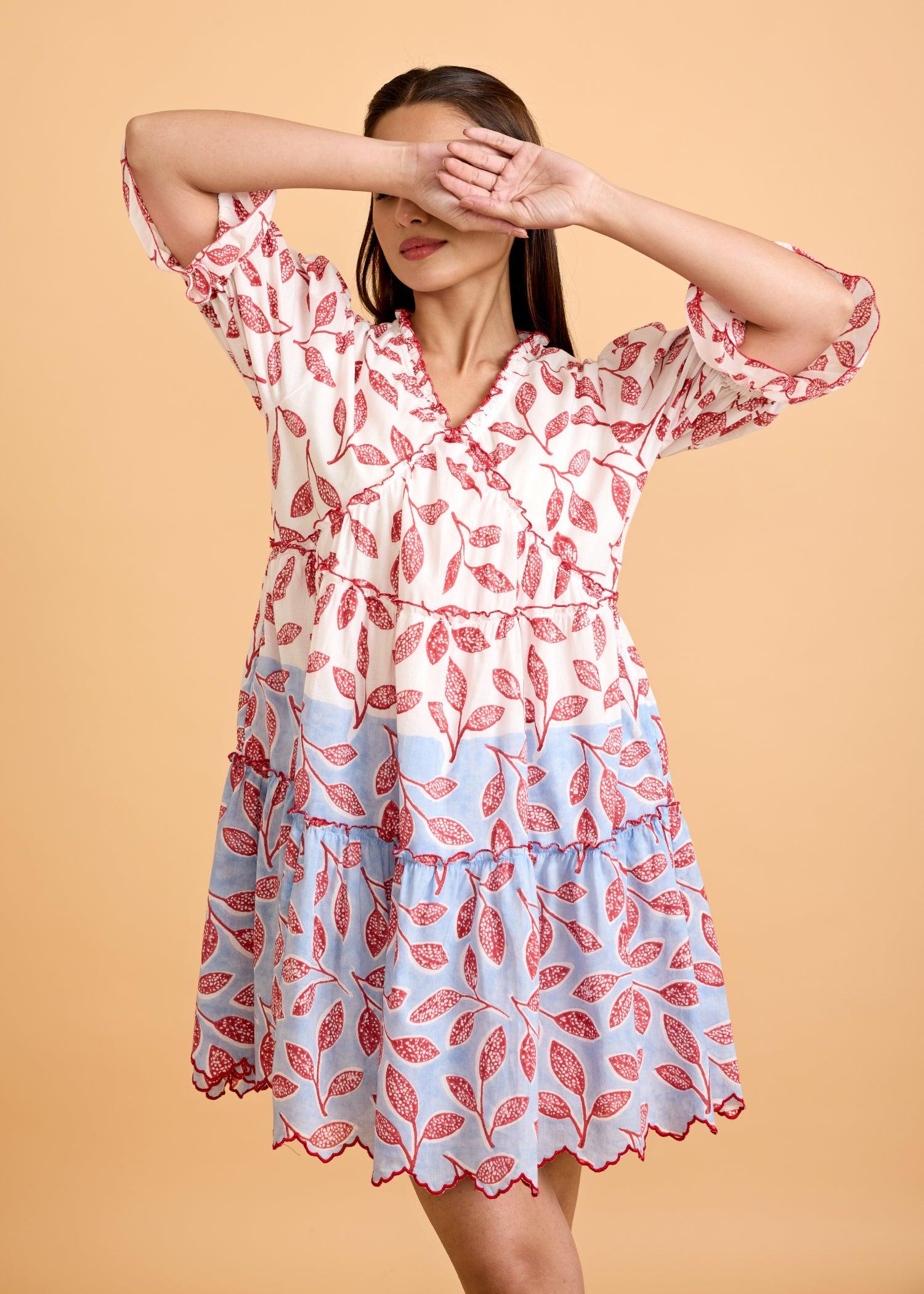 Tier Dress with Puff Sleeve