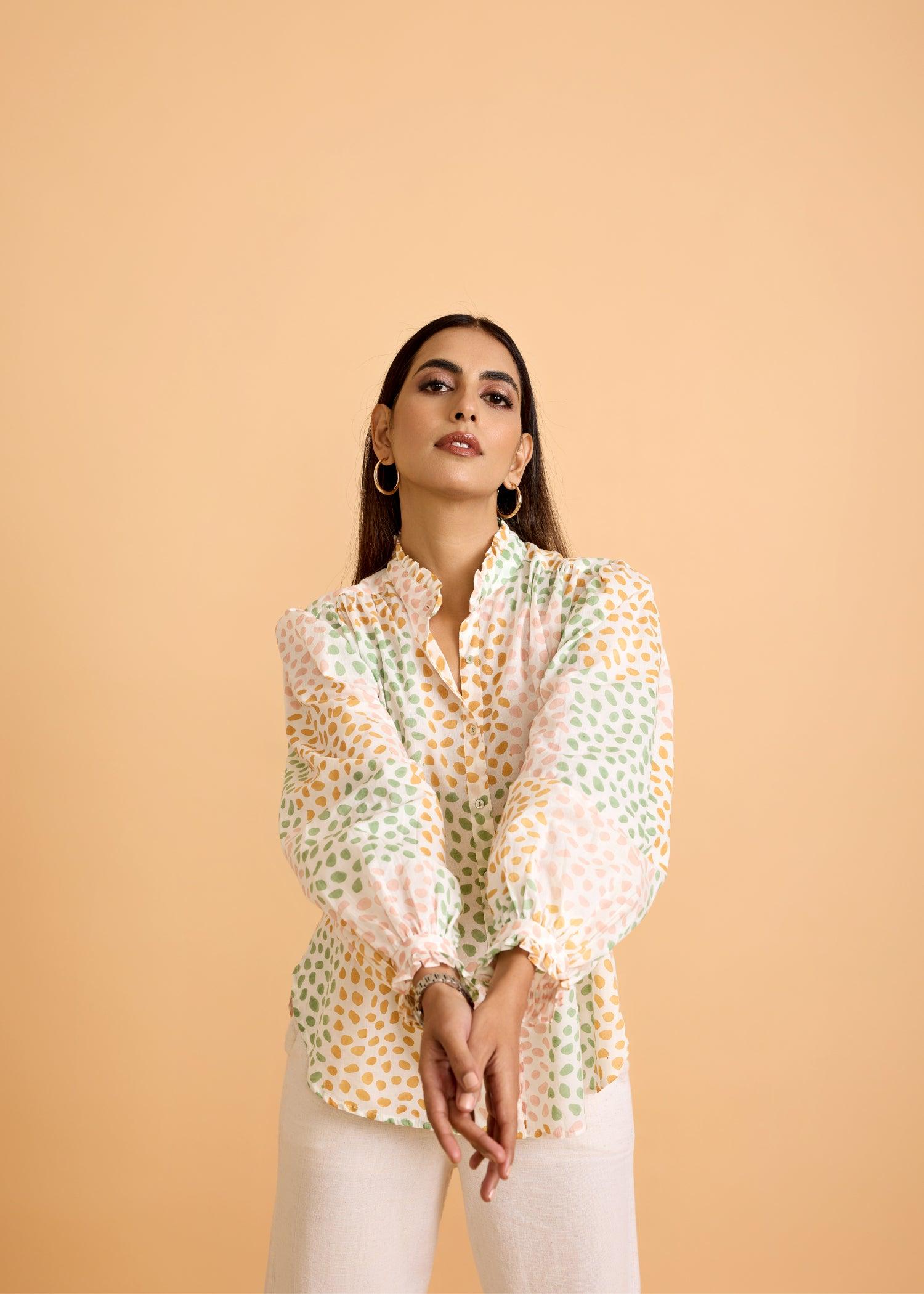 Shirt with Lantern Sleeve
